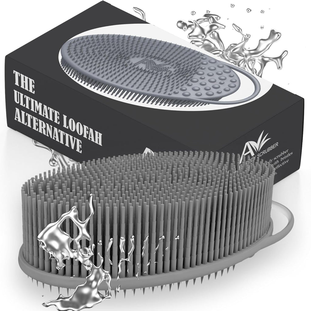 Avilana Silicone Body Scrubber – Gentle Shower Brush & Loofah Alternative – Silver-Infused Options – Fast-Drying, Hygienic