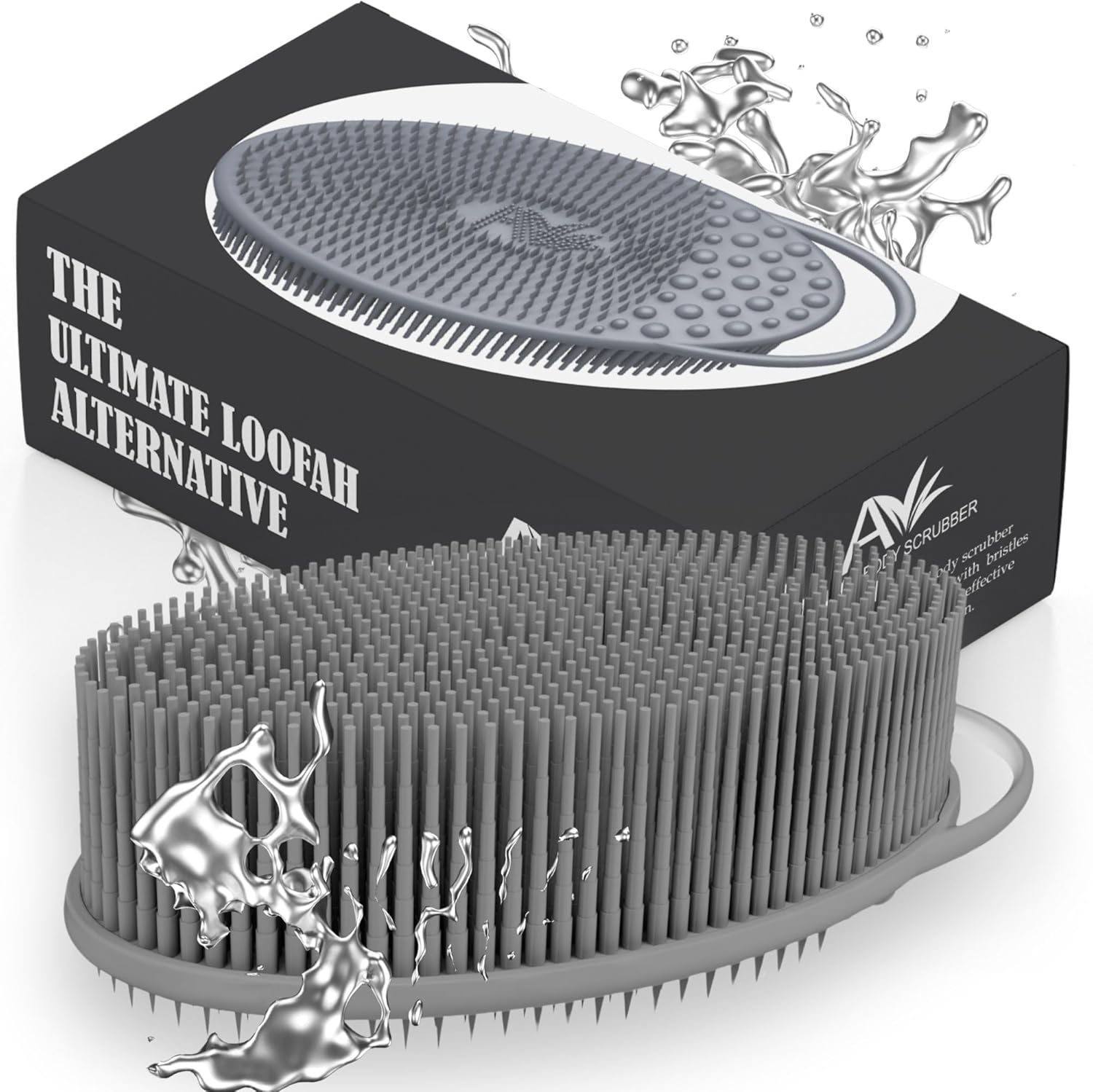Avilana Silicone Body Scrubber – Gentle Shower Brush & Loofah Alternative – Silver-Infused Options – Fast-Drying, Hygienic