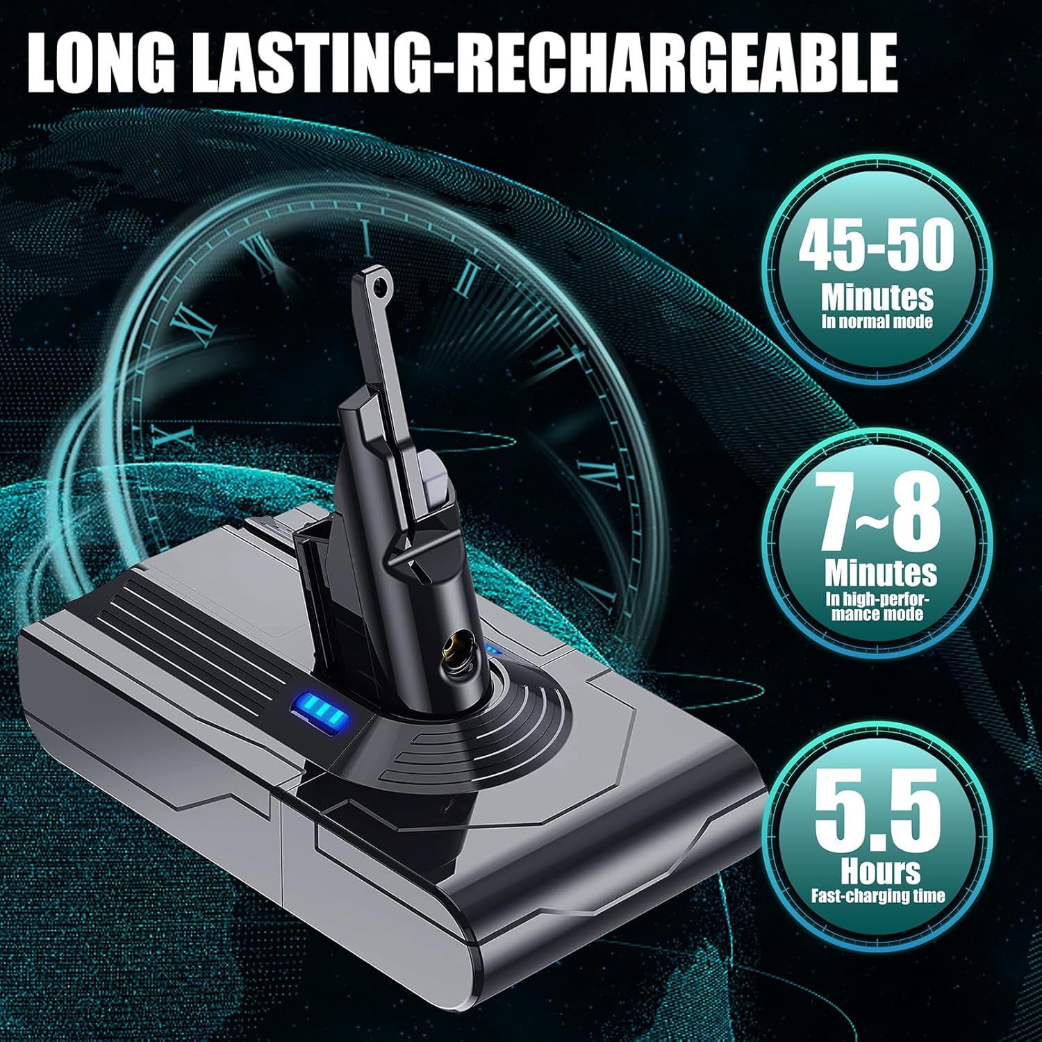 EGR Upgraded 7000mAh V8 Battery Replacement Compatible with Dyson V8 Animal Battery Replacement V8 Absolute V8 Motorhead V8 Fluffy SV10 Carbon Fiber Vacuum Cleaner 2 Filters and 3 Screws Included