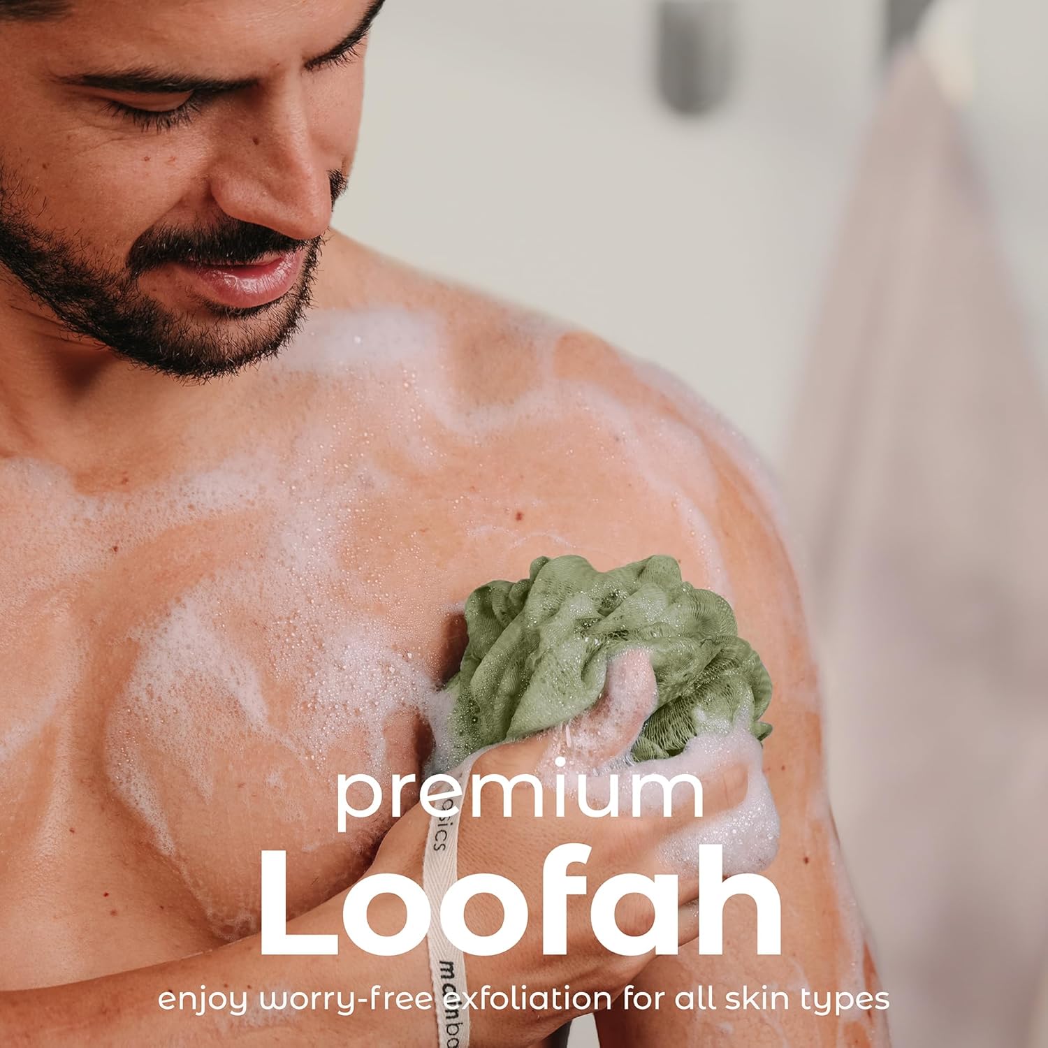 MainBasics Bath Shower Loofah Sponge Pouf Body Scrubber Exfoliator Body Wash Sponge
