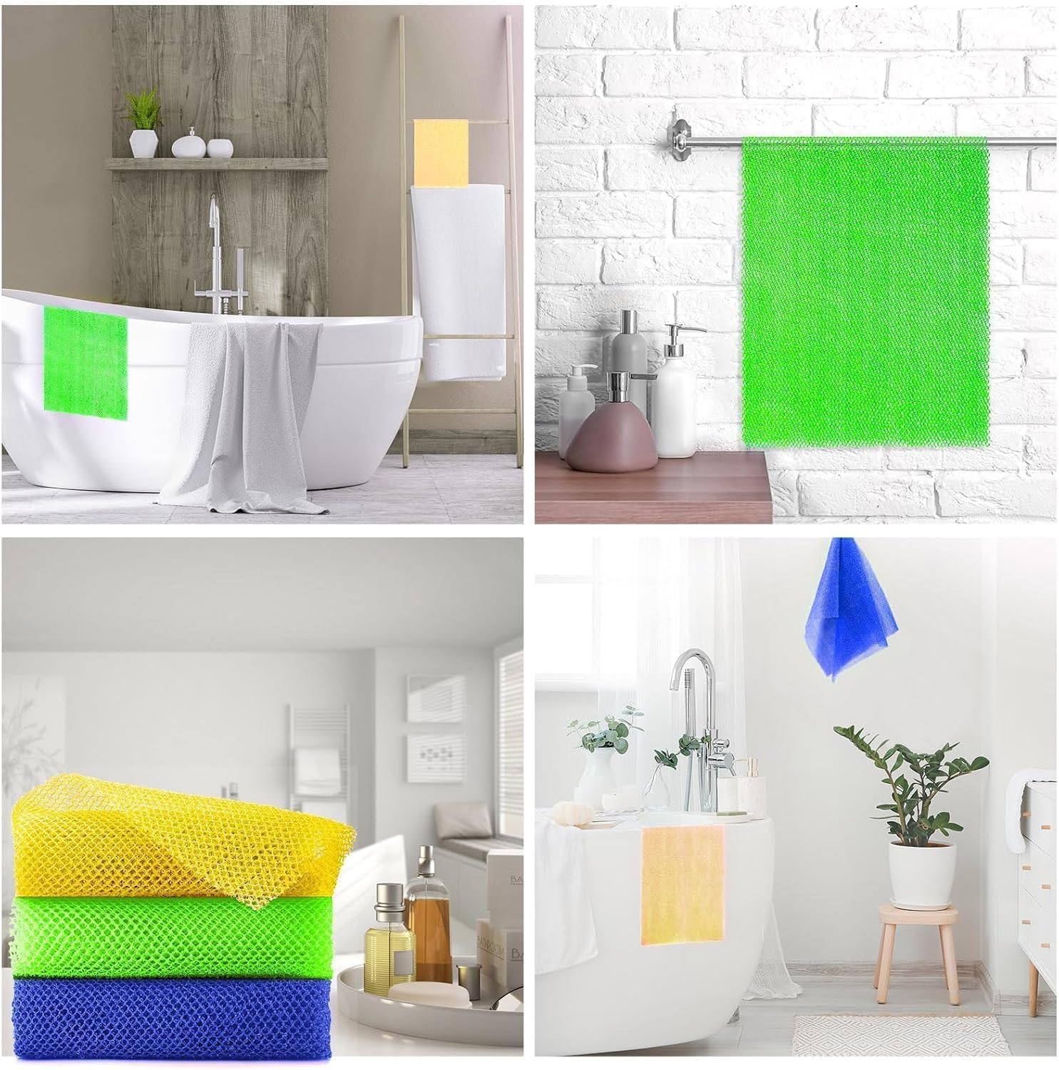 UJFQBH 3 Pieces African Bath Sponge African Net Long Net Bath Sponge Exfoliating Shower Body Scrubber Back Scrubber Skin Smoother