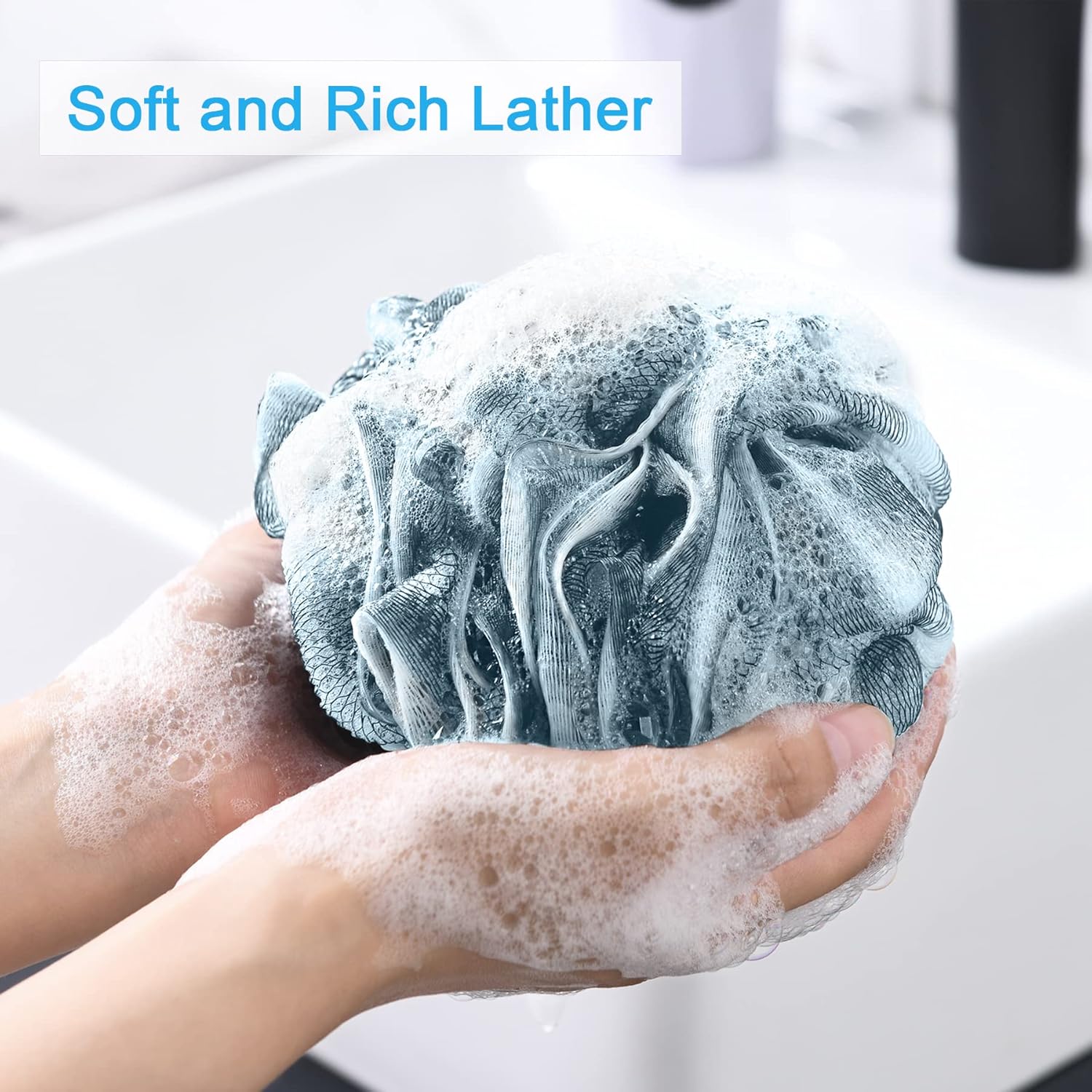 AmazerBath Loofah Sponge 75g/Piece, Exfoliating Bath Sponge Body Scrubber - Loofa Set of 4 Flower Color