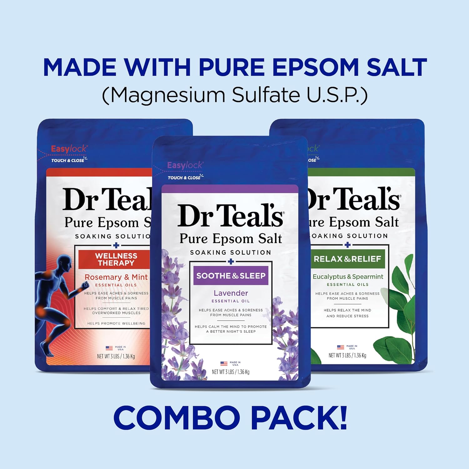 Dr Teal's Epsom Salt Magnesium Soak, Soothe & Sleep with Lavender,