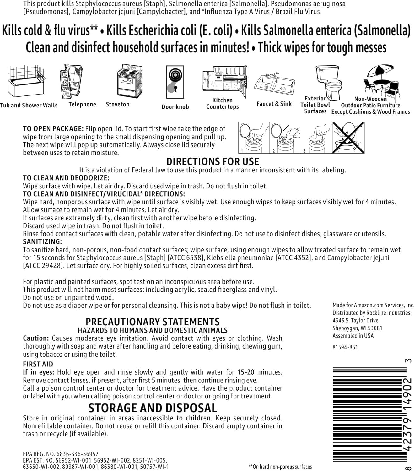 Amazon Basics Wipes, Lemon & Fresh Scent,