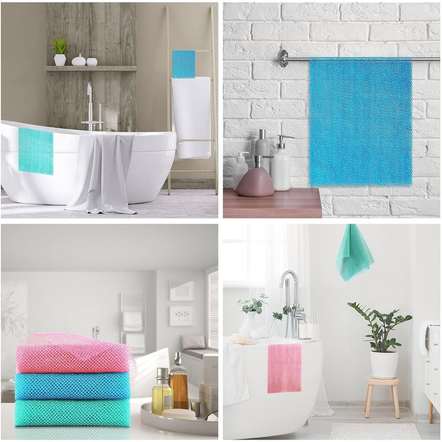 UJFQBH 3 Pieces African Bath Sponge African Net Long Net Bath Sponge Exfoliating Shower Body Scrubber Back Scrubber Skin Smoother