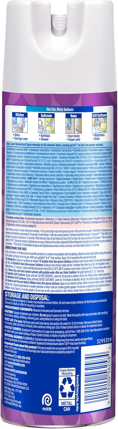 Lysol Disinfectant Spray, Household Essential Cleaning Supplies, Multi-Purpose Room Spray, A