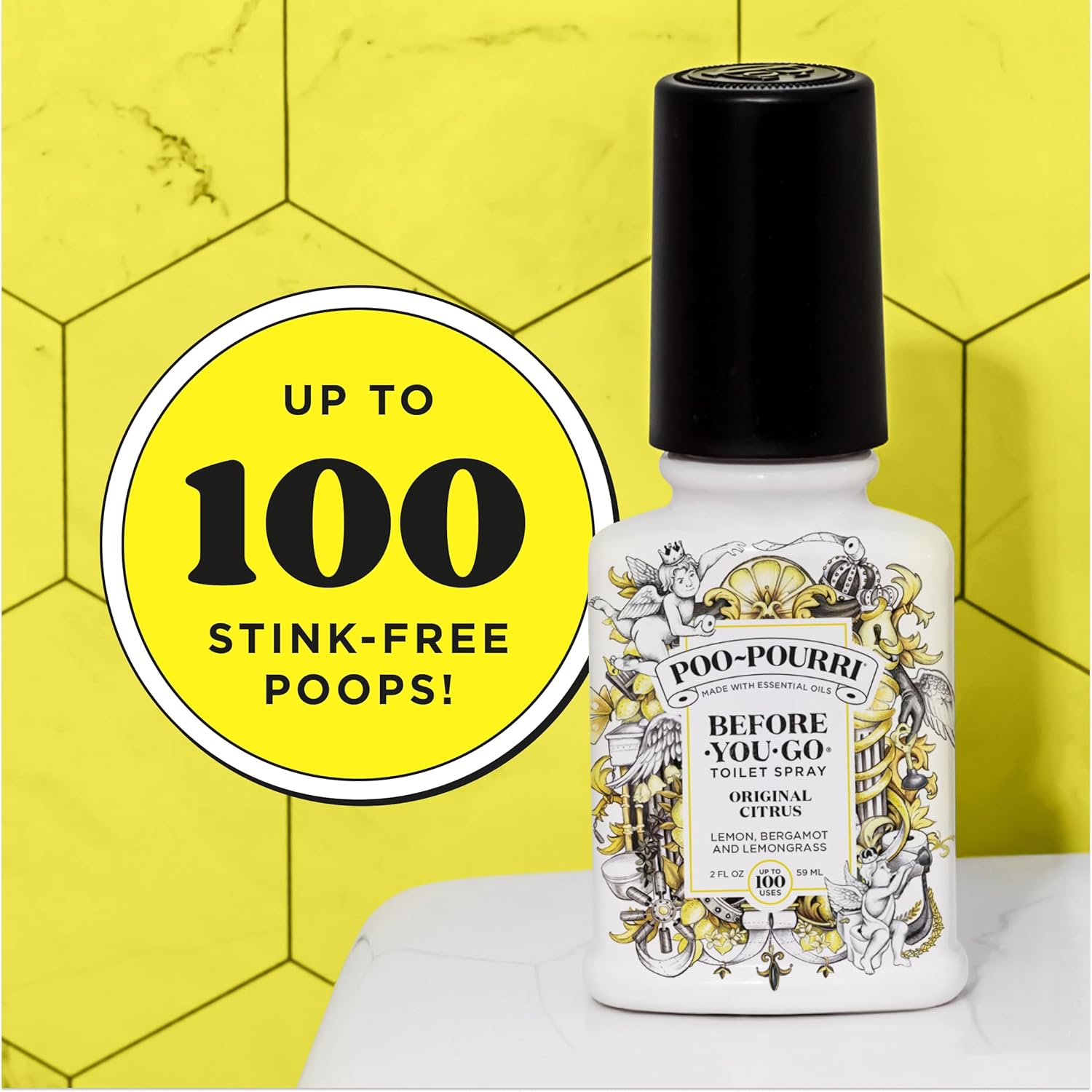 Poo-Pourri Before-You-Go Toilet Spray, Original Citrus, 2 Fl Oz - Lemon, Bergamot and Lemongrass