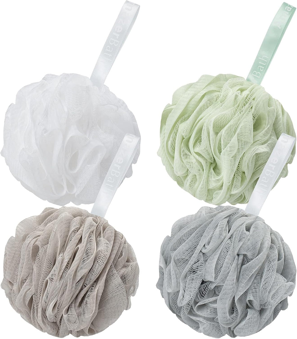AmazerBath Loofah Sponge 75g/Piece, Exfoliating Bath Sponge Body Scrubber - Loofa Set of 4 Flower Color