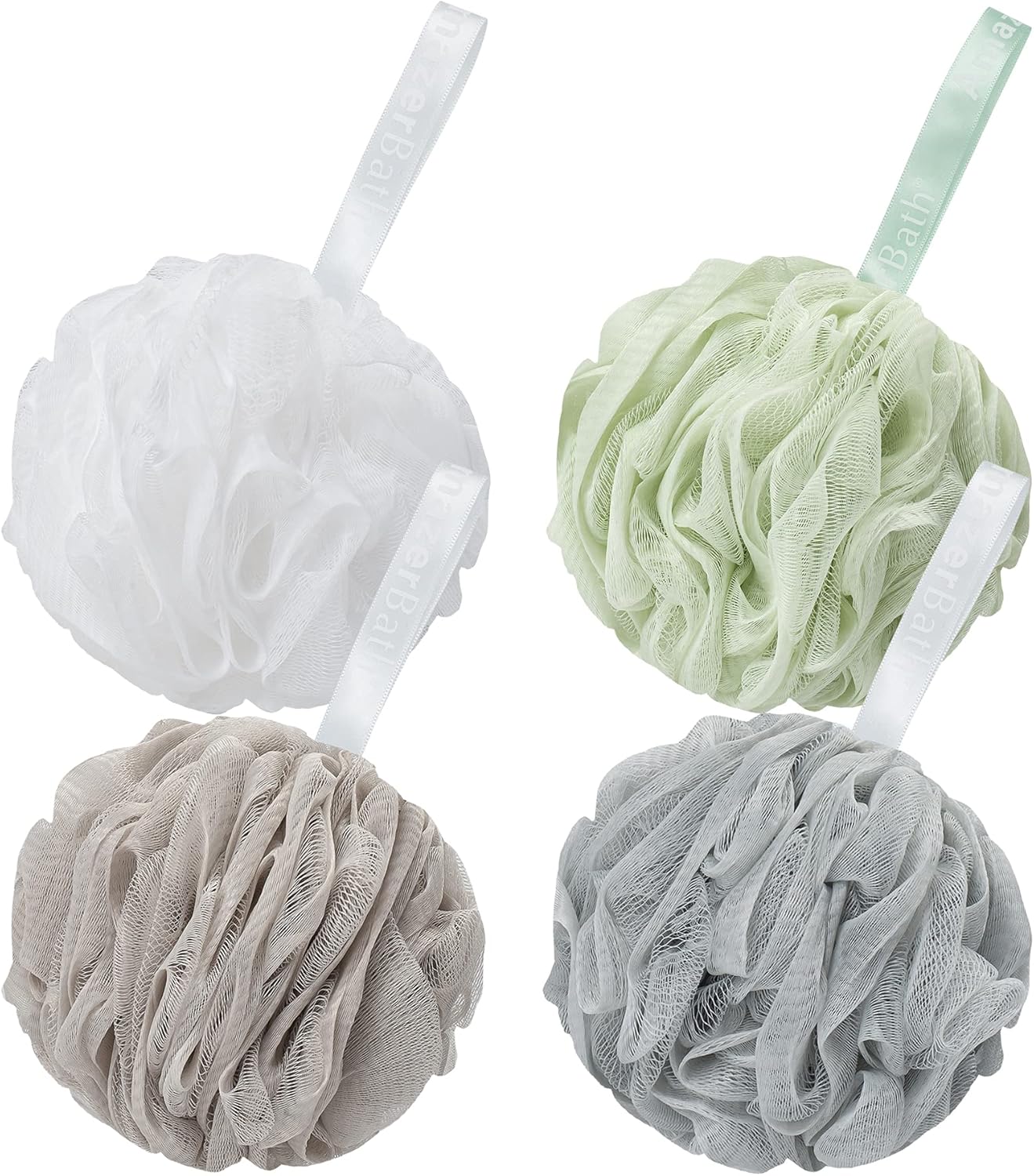 AmazerBath Loofah Sponge 75g/Piece, Exfoliating Bath Sponge Body Scrubber - Loofa Set of 4 Flower Color