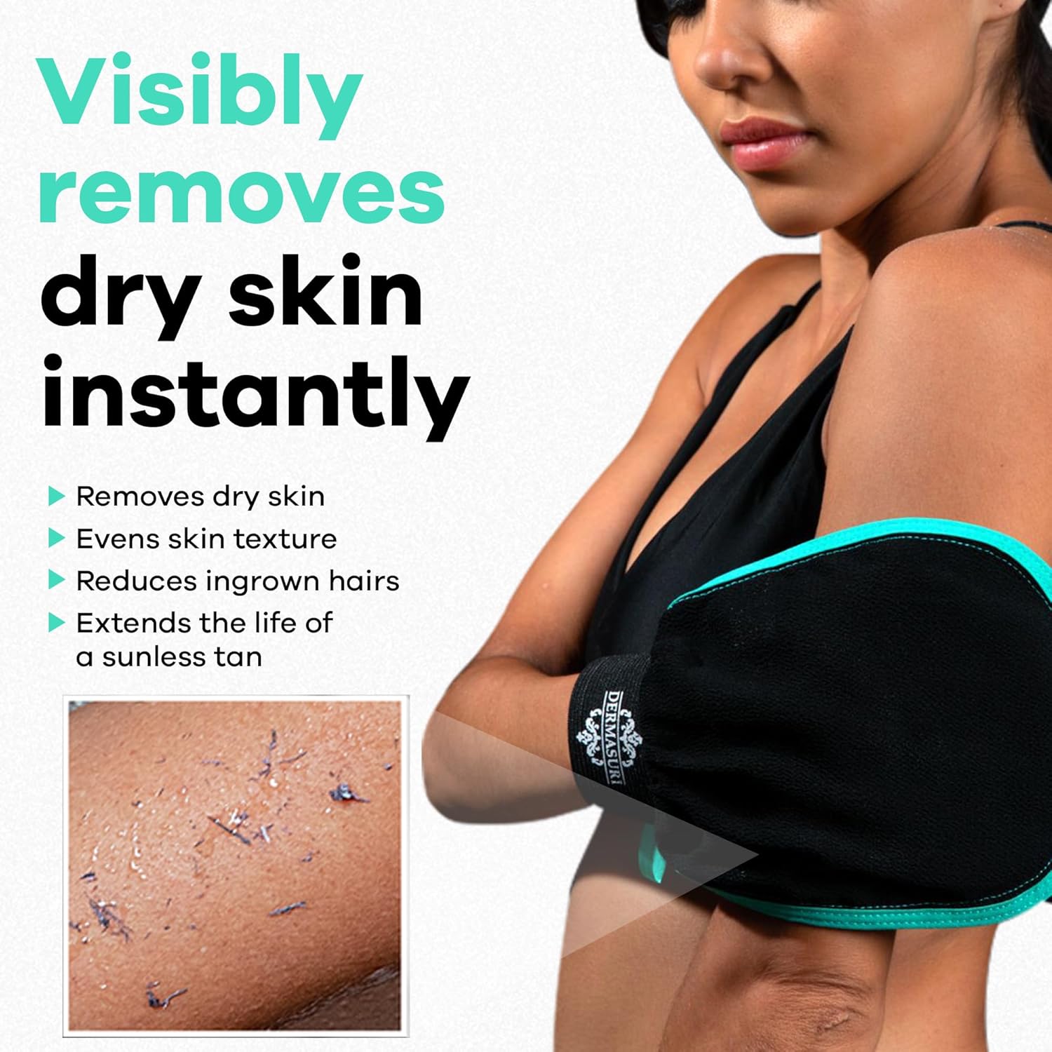 Dermasuri Deep Exfoliating Glove - Polishing Mitt Body Scrubber - Korean Skin Cleaner Exfoliator & Dead Skin Buffing Treatment -