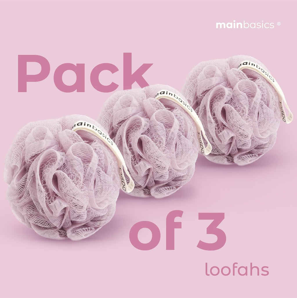 MainBasics Bath Shower Loofah Sponge Pouf Body Scrubber Exfoliator Body Wash Sponge