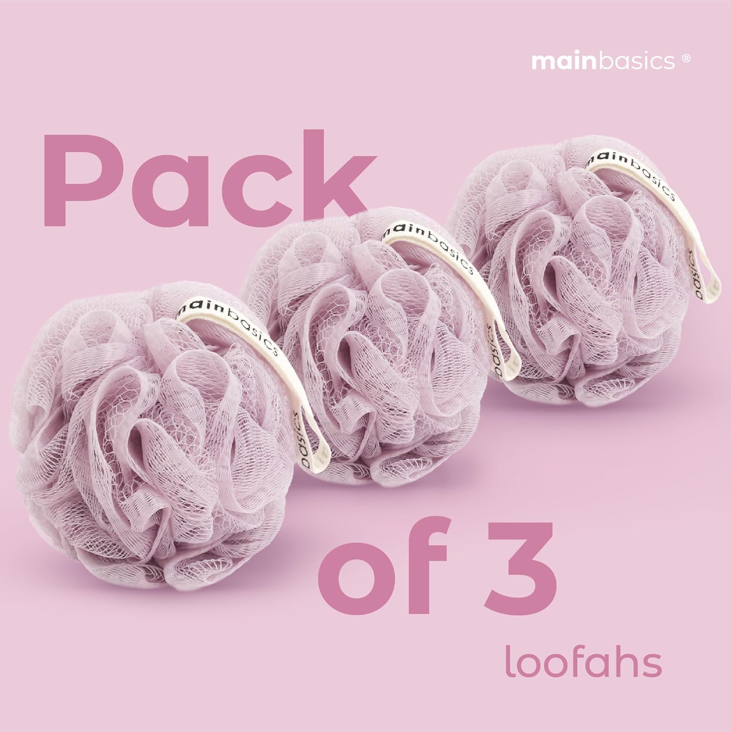 MainBasics Bath Shower Loofah Sponge Pouf Body Scrubber Exfoliator Body Wash Sponge