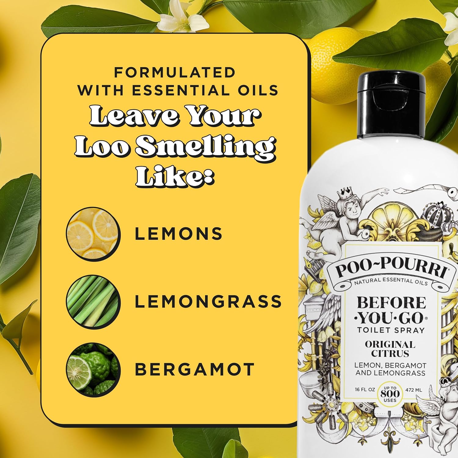Poo-Pourri Before-You-Go Toilet Spray, Original Citrus, 2 Fl Oz - Lemon, Bergamot and Lemongrass