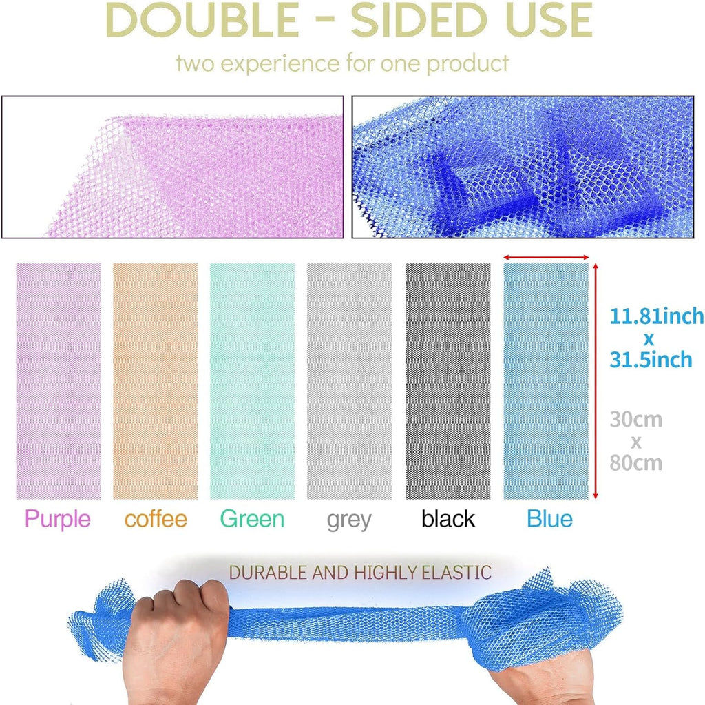 UJFQBH 3 Pieces African Bath Sponge African Net Long Net Bath Sponge Exfoliating Shower Body Scrubber Back Scrubber Skin Smoother