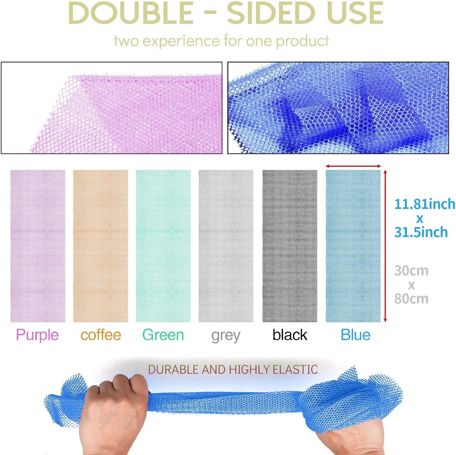 UJFQBH 3 Pieces African Bath Sponge African Net Long Net Bath Sponge Exfoliating Shower Body Scrubber Back Scrubber Skin Smoother