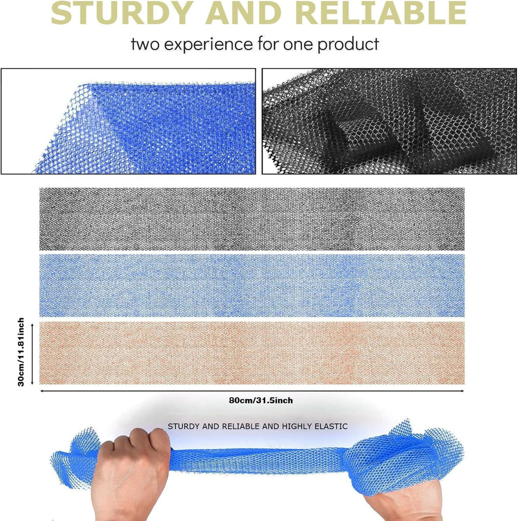 UJFQBH 3 Pieces African Bath Sponge African Net Long Net Bath Sponge Exfoliating Shower Body Scrubber Back Scrubber Skin Smoother