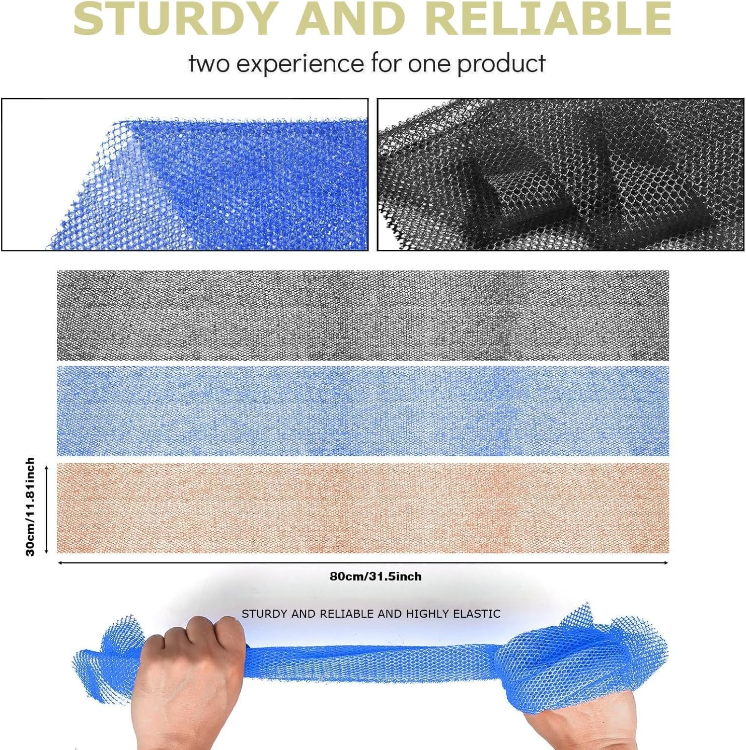 UJFQBH 3 Pieces African Bath Sponge African Net Long Net Bath Sponge Exfoliating Shower Body Scrubber Back Scrubber Skin Smoother