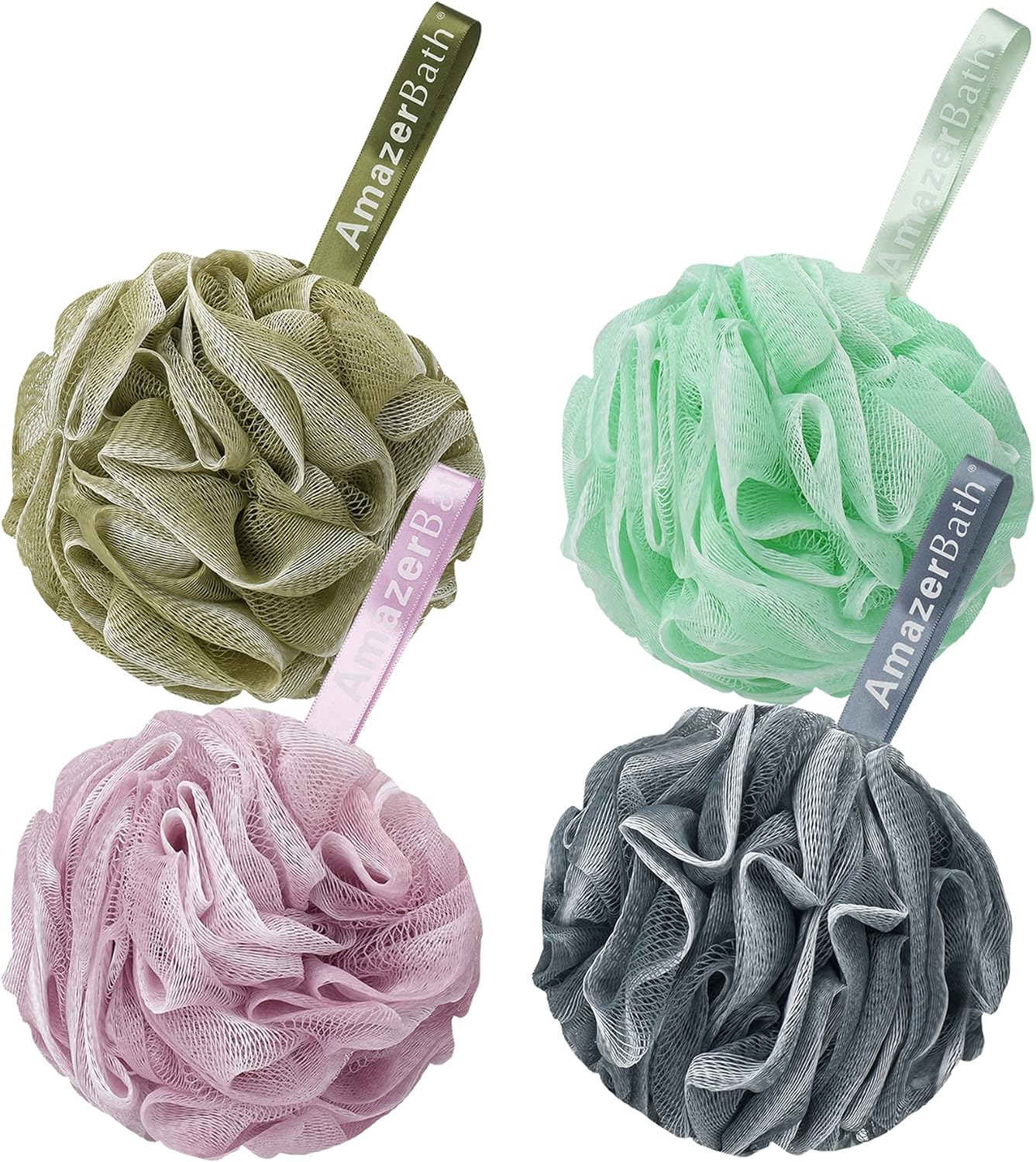 AmazerBath Loofah Sponge 75g/Piece, Exfoliating Bath Sponge Body Scrubber - Loofa Set of 4 Flower Color