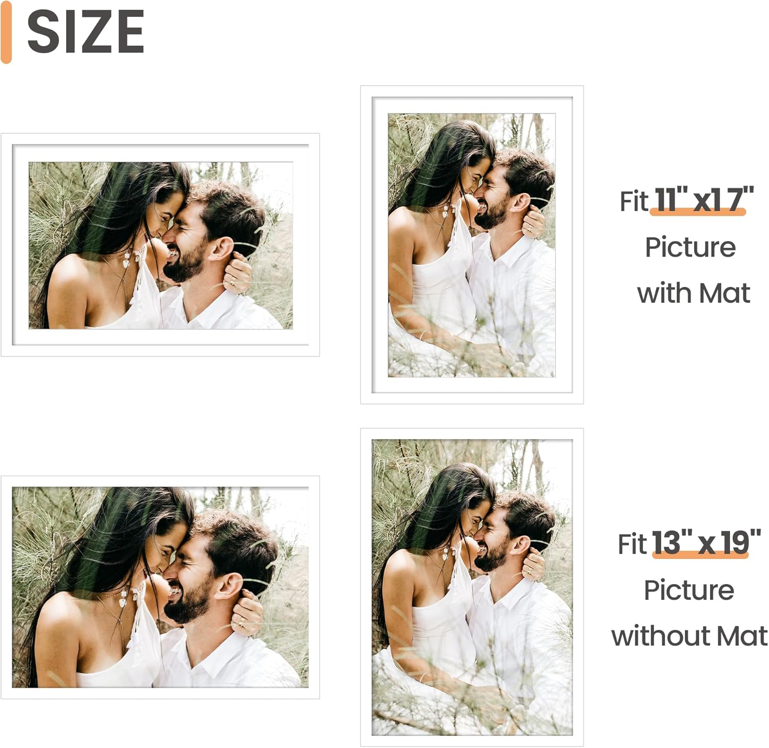upsimples 8x10 Picture Frame Set of 5, Display Pictures 5x7 with Mat or 8 x 10 Without, Wall Gallery Photo Frames, Black