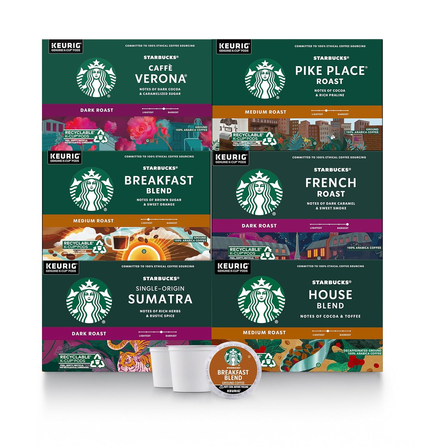 Starbucks K-Cup Coffee Pods, Medium Roast Coffee, Pike Place Roast for Keurig Brewers,