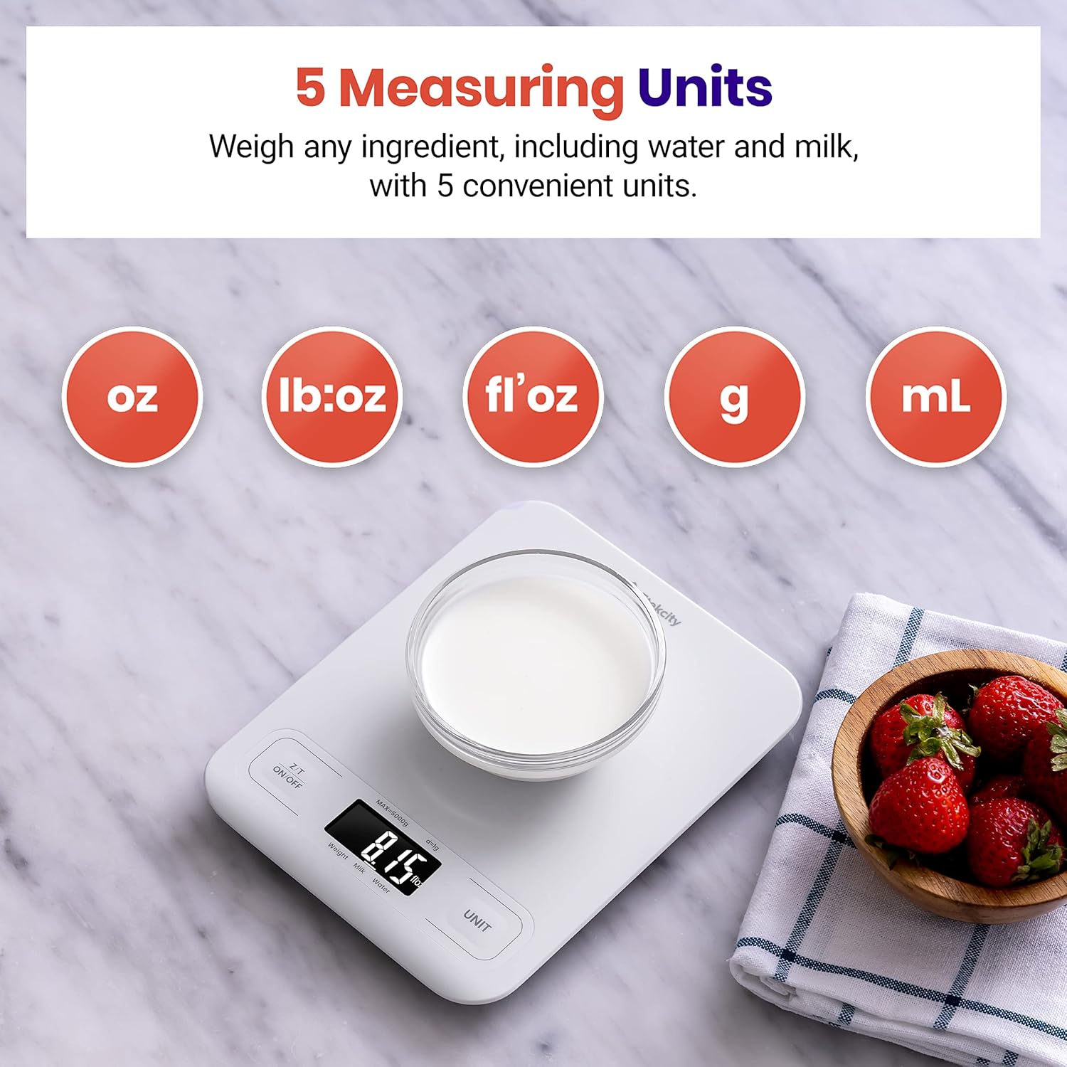 Etekcity Food Kitchen Scale, Digital Grams and Ounces for Weight Loss,