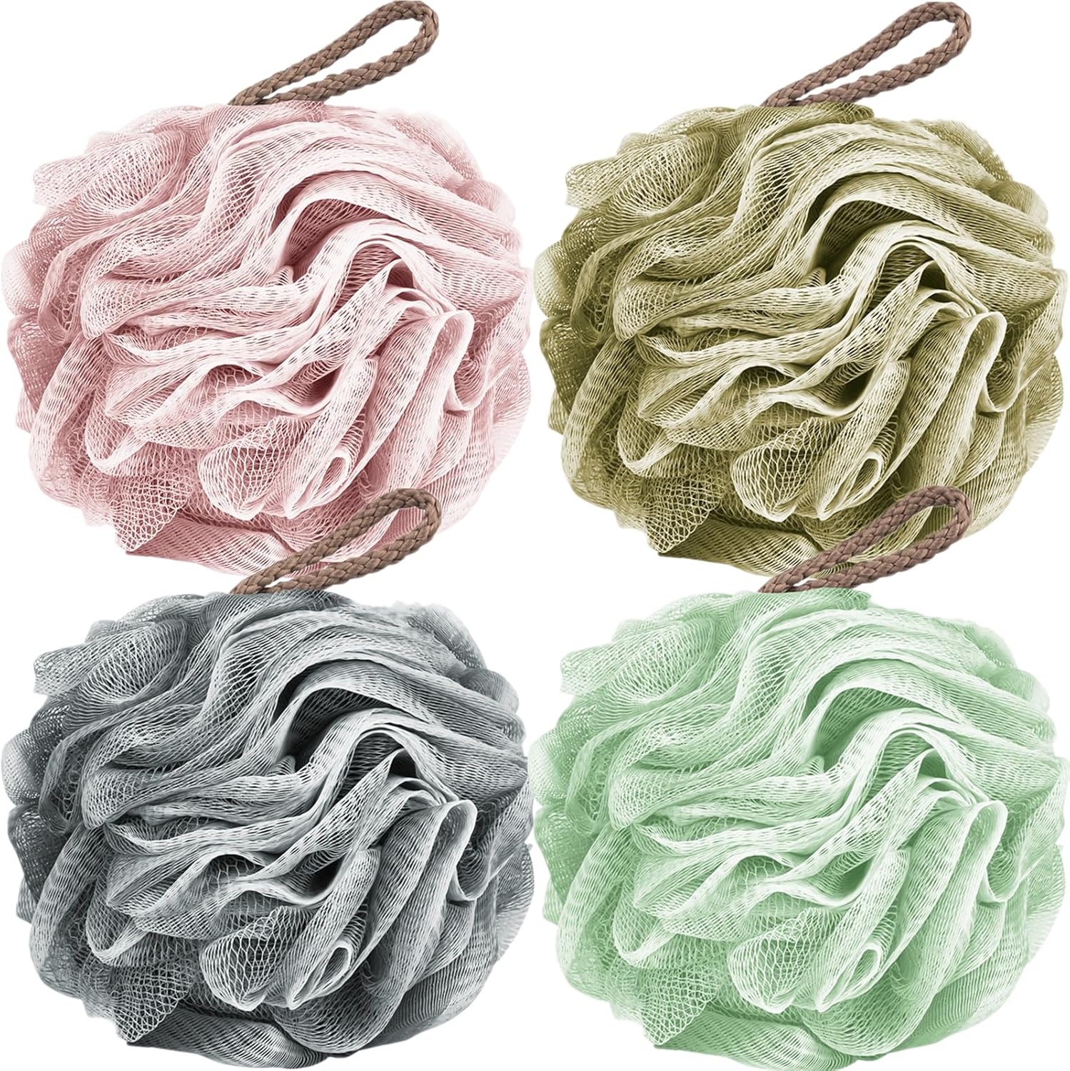 Fu Store Loofah Sponge Shower Loofahs 50g Bath Sponges Mesh Balls 4 Colors for Body Scrubber Exfoliator Wash Back Scrubber Bathroom Men Women