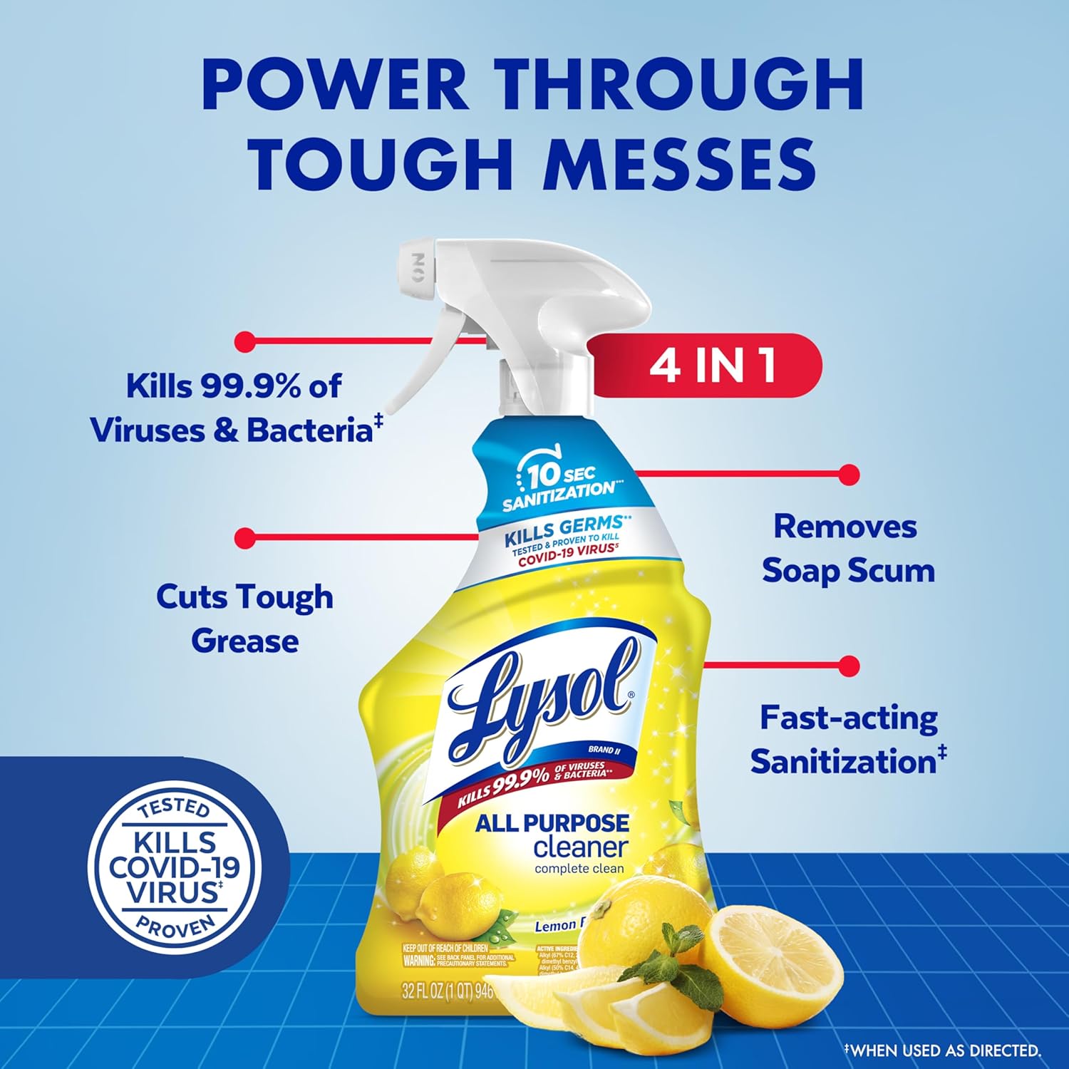 Lysol All Purpose Cleaner Spray, Multi-Purpose Disinfecting Spray, Kitchen & Bathroom Cleaner,