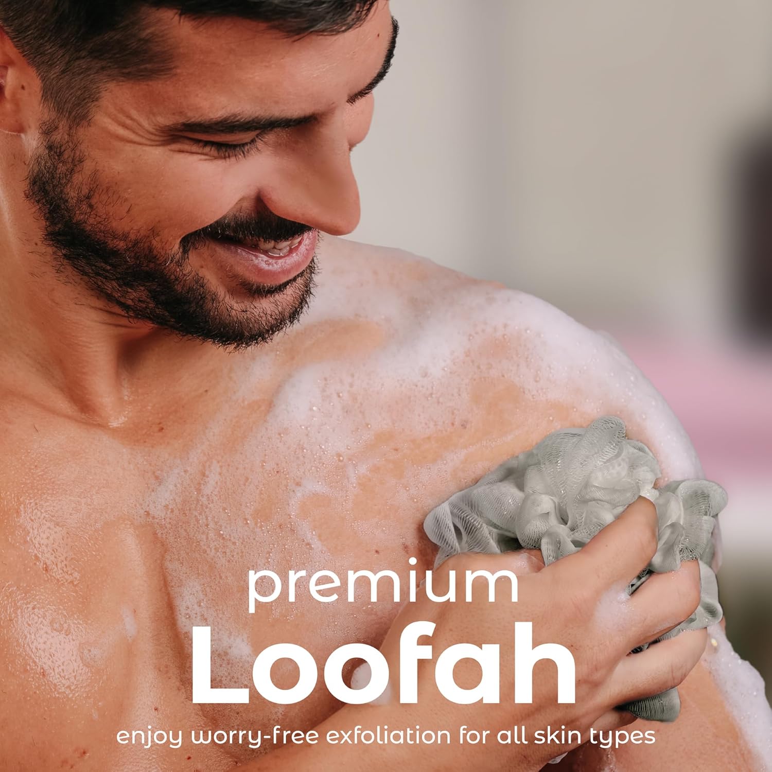 MainBasics Bath Shower Loofah Sponge Pouf Body Scrubber Exfoliator Body Wash Sponge