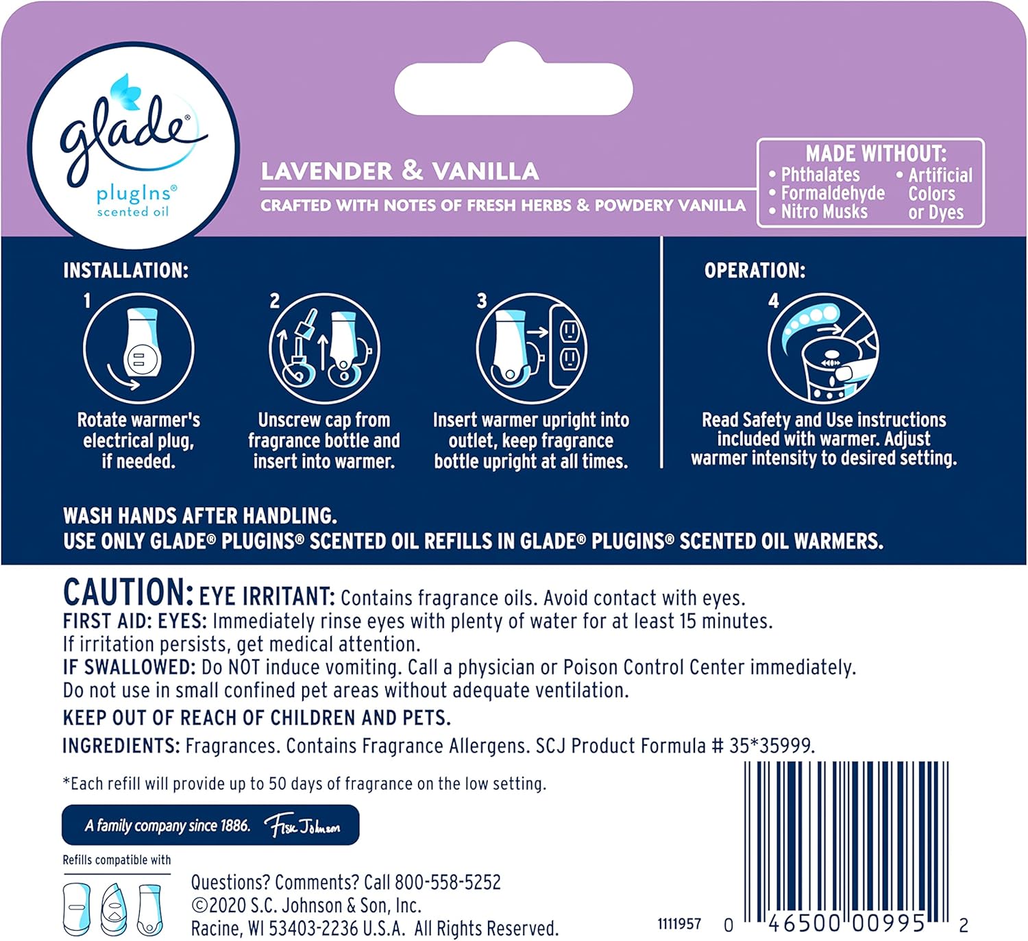 Glade PlugIns Refills Air Freshener, Scented and Essential Oils for Home and Bathroom,