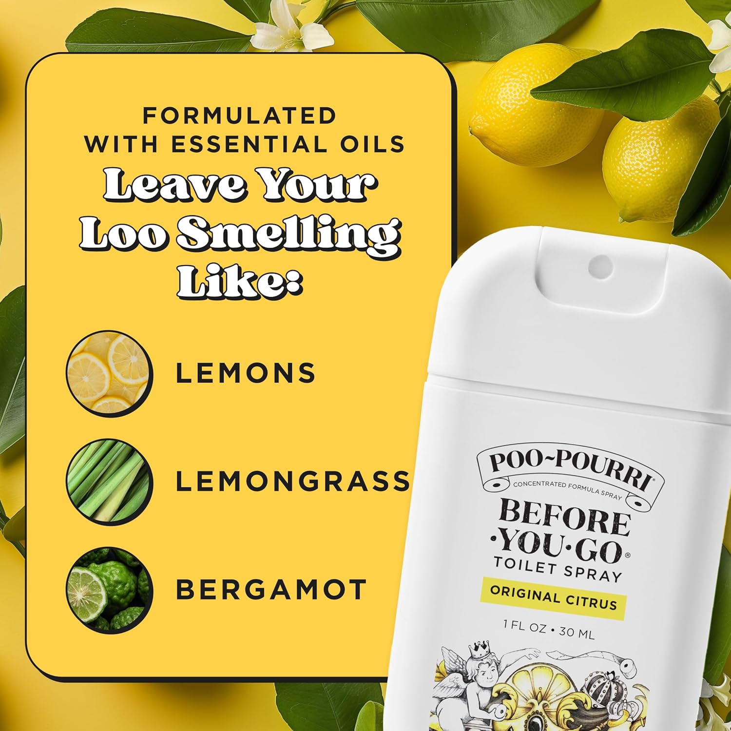 Poo-Pourri Before-You-Go Toilet Spray, Original Citrus, 2 Fl Oz - Lemon, Bergamot and Lemongrass