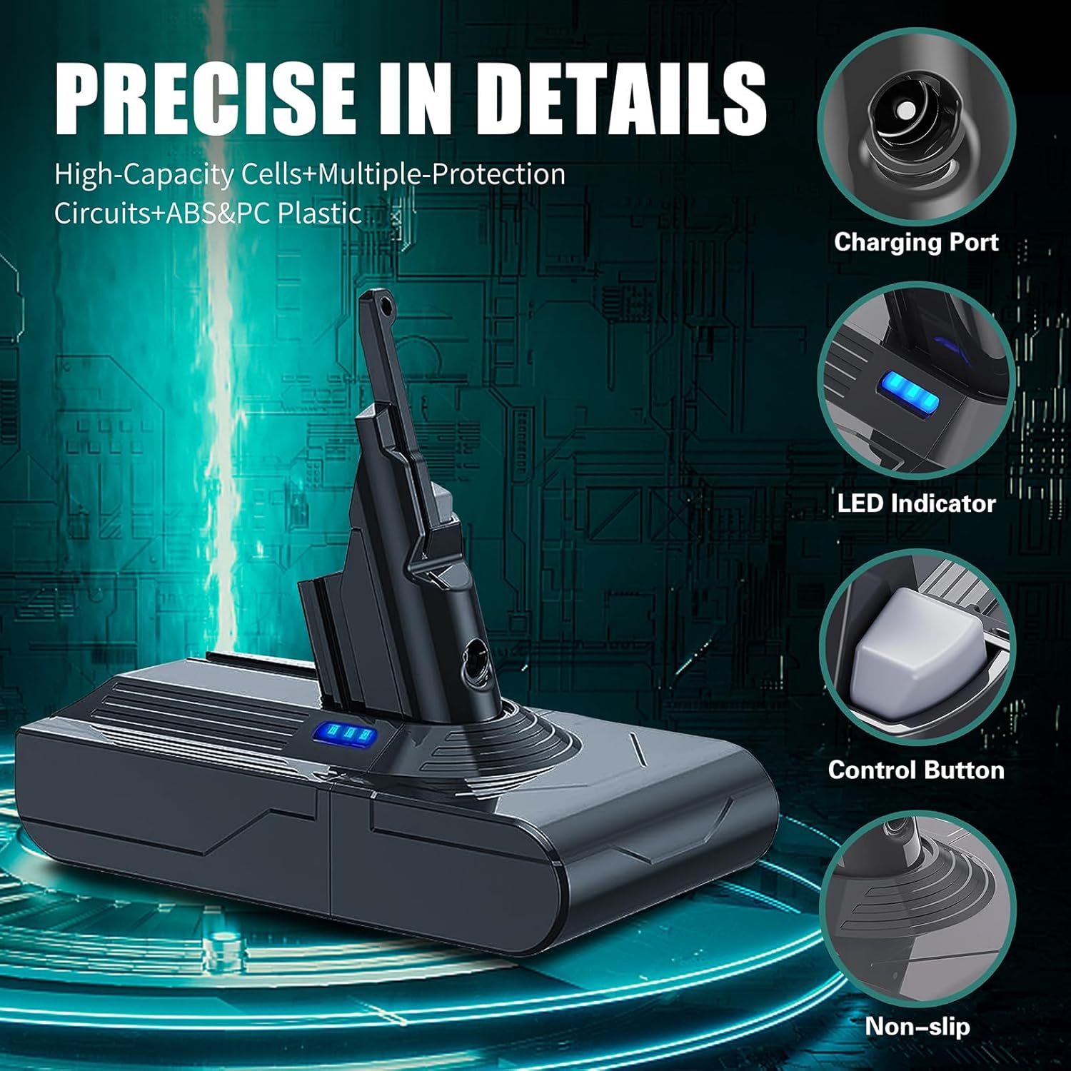 EGR Upgraded 7000mAh V8 Battery Replacement Compatible with Dyson V8 Animal Battery Replacement V8 Absolute V8 Motorhead V8 Fluffy SV10 Carbon Fiber Vacuum Cleaner 2 Filters and 3 Screws Included
