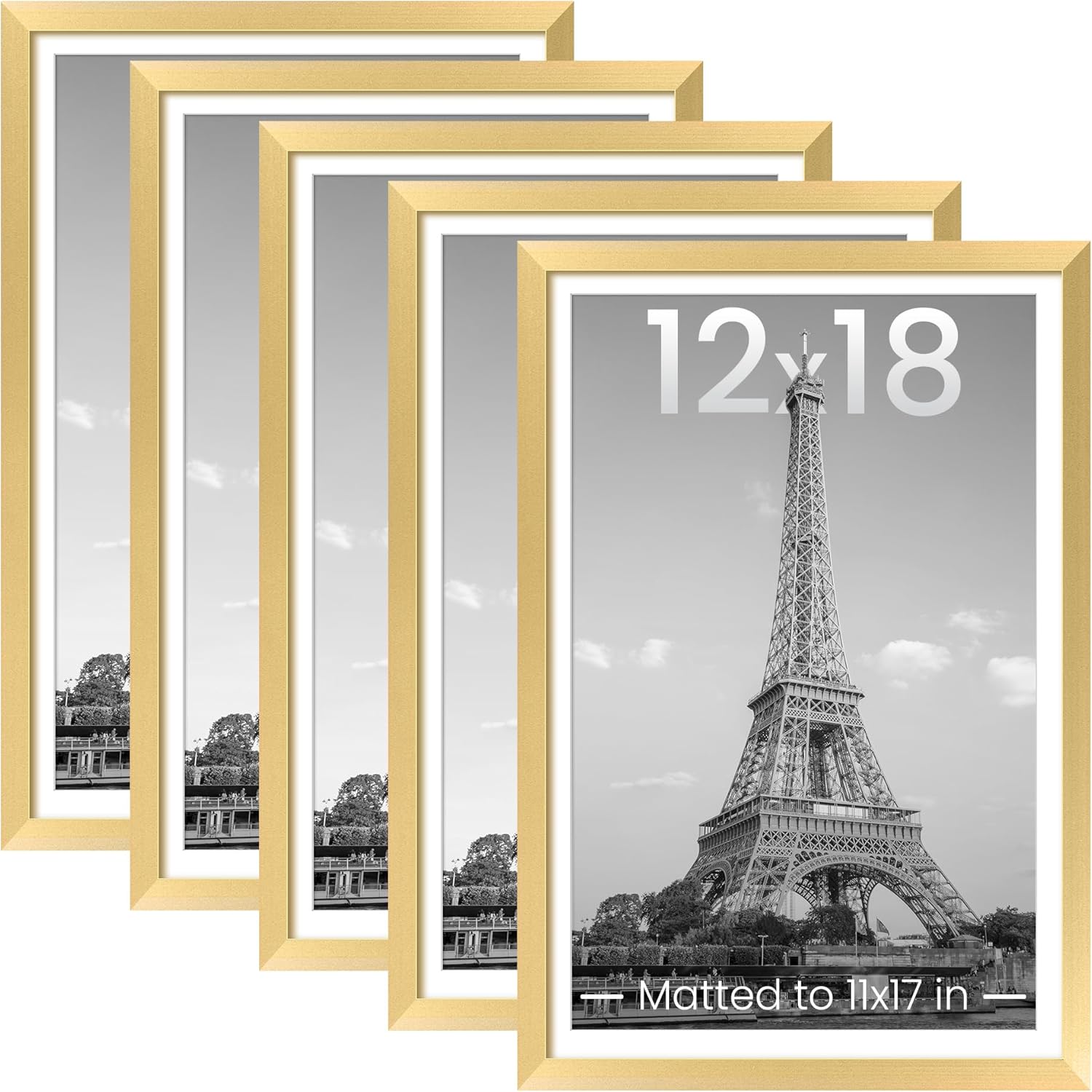 upsimples 8x10 Picture Frame Set of 5, Display Pictures 5x7 with Mat or 8 x 10 Without, Wall Gallery Photo Frames, Black