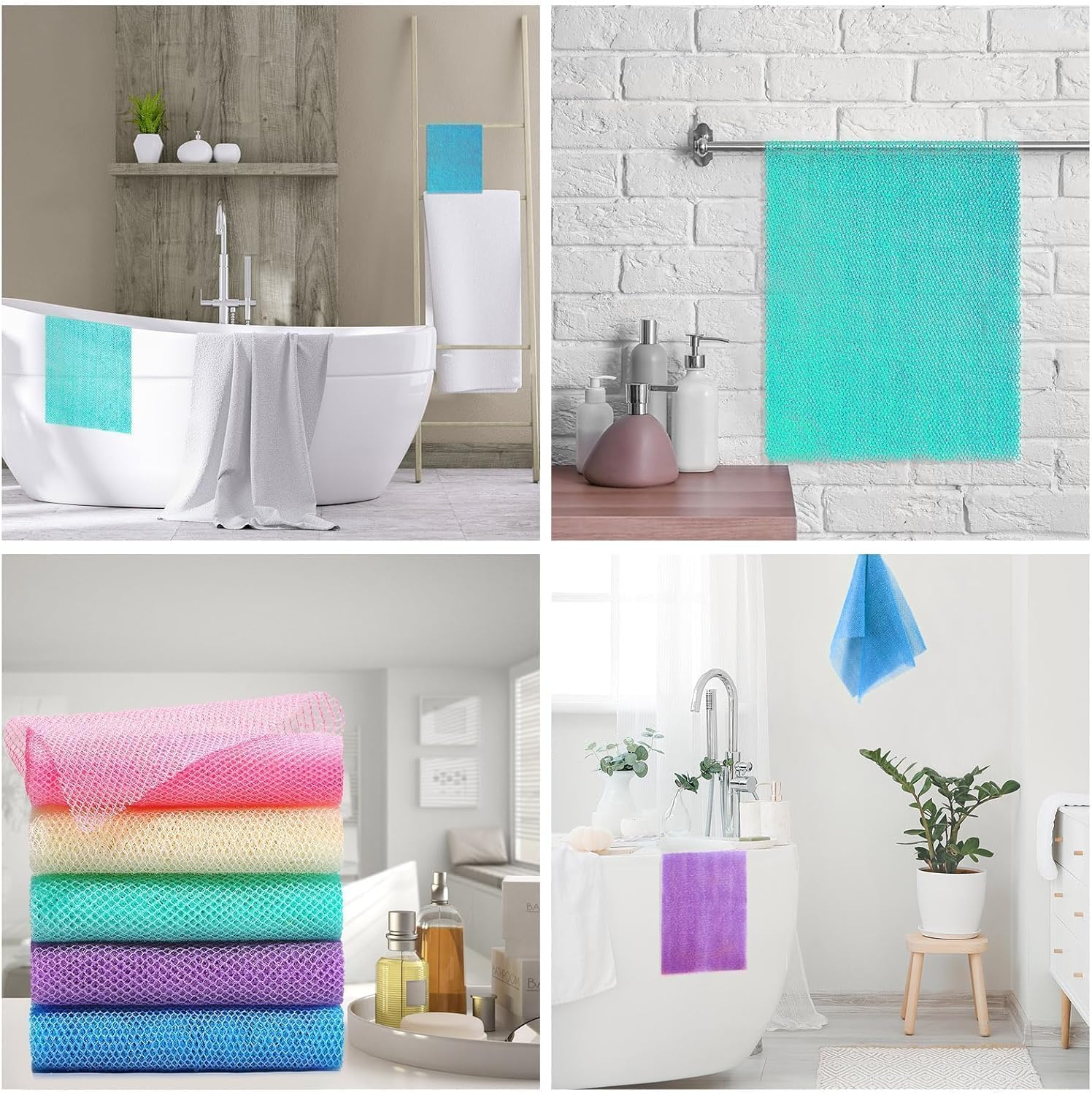 UJFQBH 3 Pieces African Bath Sponge African Net Long Net Bath Sponge Exfoliating Shower Body Scrubber Back Scrubber Skin Smoother