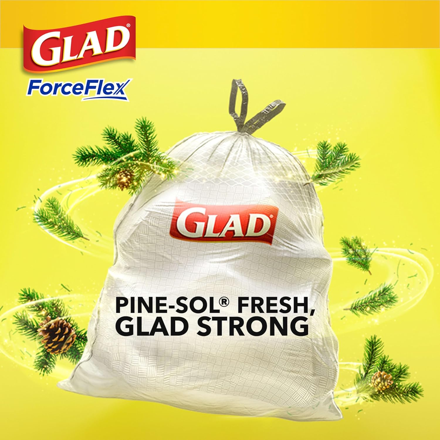 Glad Tall Kitchen Drawstring Trash Bags - Odorshield 13 Gallon White Trash Bag,