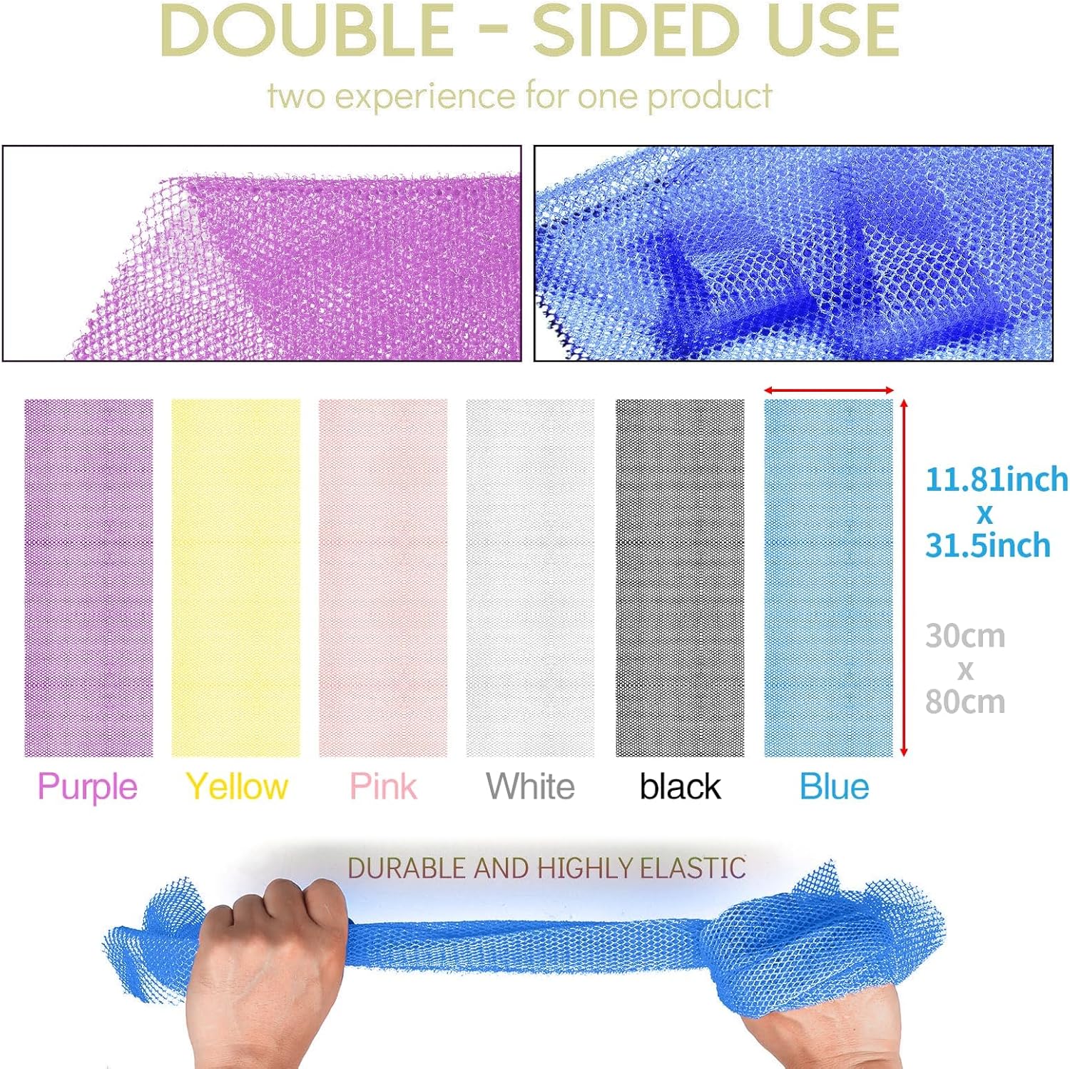 UJFQBH 3 Pieces African Bath Sponge African Net Long Net Bath Sponge Exfoliating Shower Body Scrubber Back Scrubber Skin Smoother