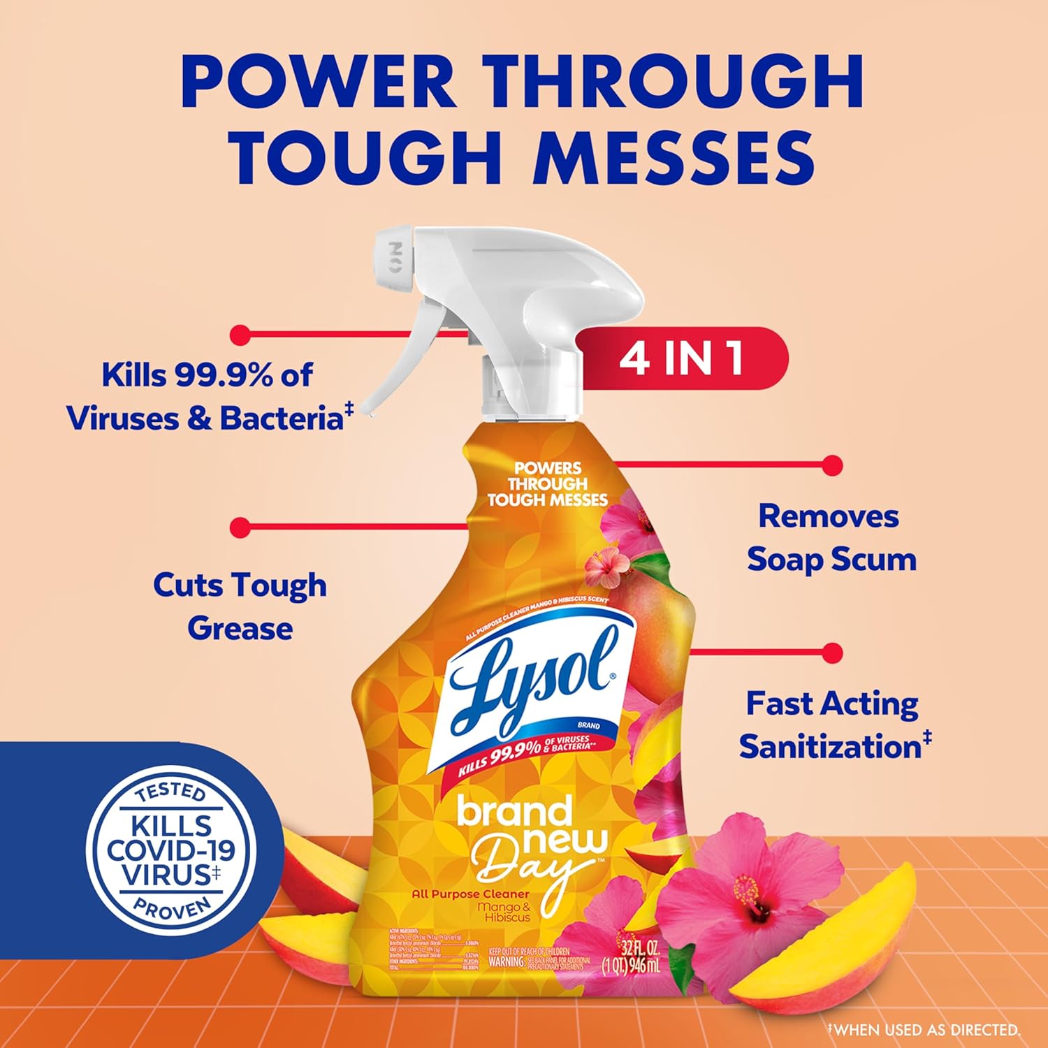 Lysol All Purpose Cleaner Spray, Multi-Purpose Disinfecting Spray, Kitchen & Bathroom Cleaner,