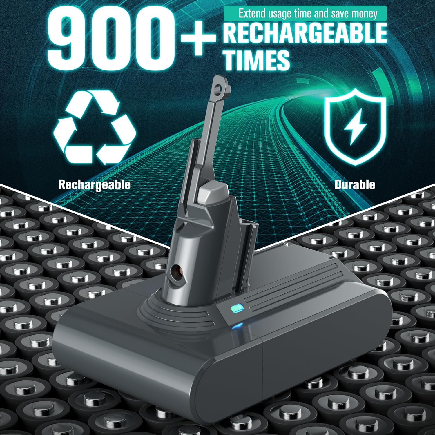EGR Upgraded 7000mAh V8 Battery Replacement Compatible with Dyson V8 Animal Battery Replacement V8 Absolute V8 Motorhead V8 Fluffy SV10 Carbon Fiber Vacuum Cleaner 2 Filters and 3 Screws Included