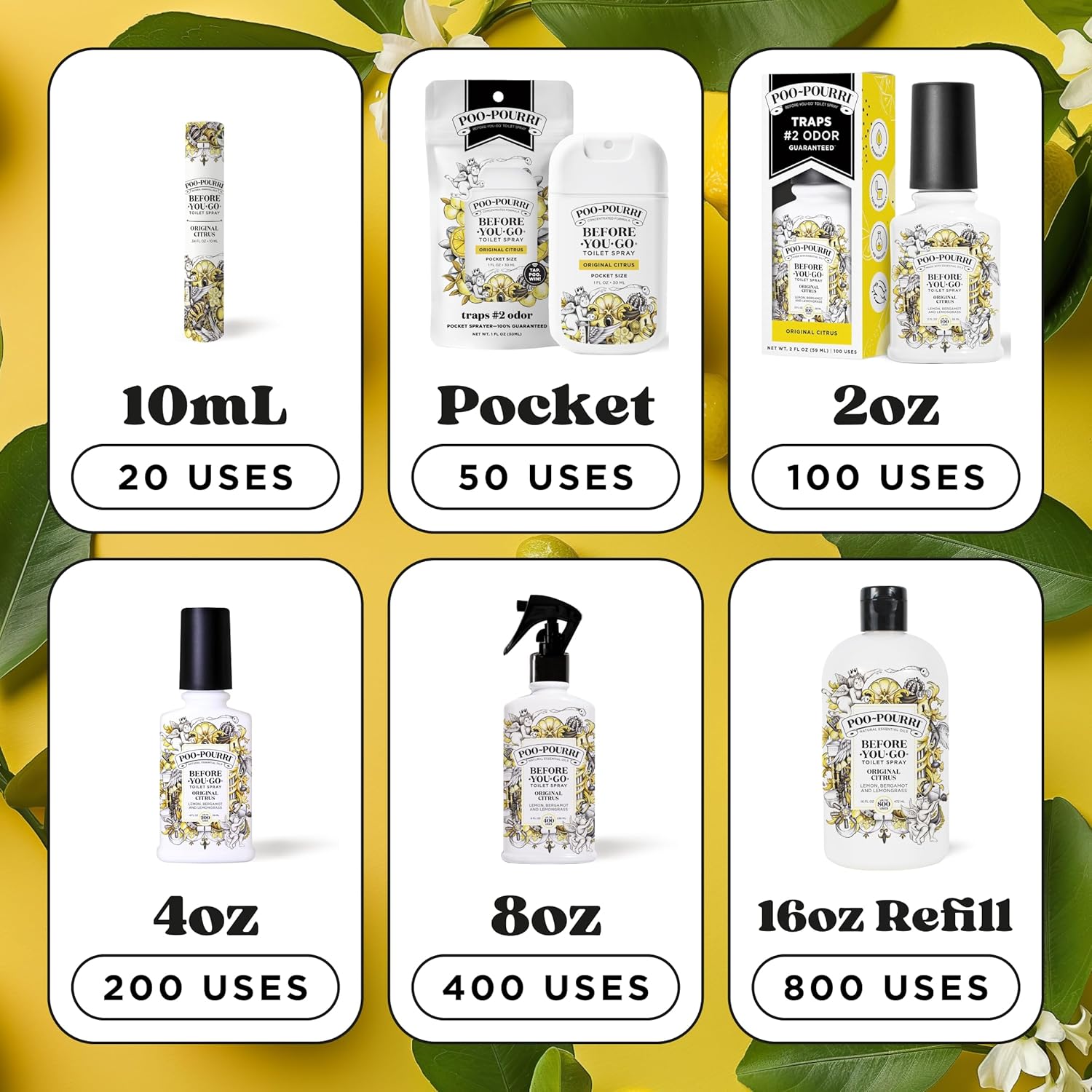 Poo-Pourri Before-You-Go Toilet Spray, Original Citrus, 2 Fl Oz - Lemon, Bergamot and Lemongrass