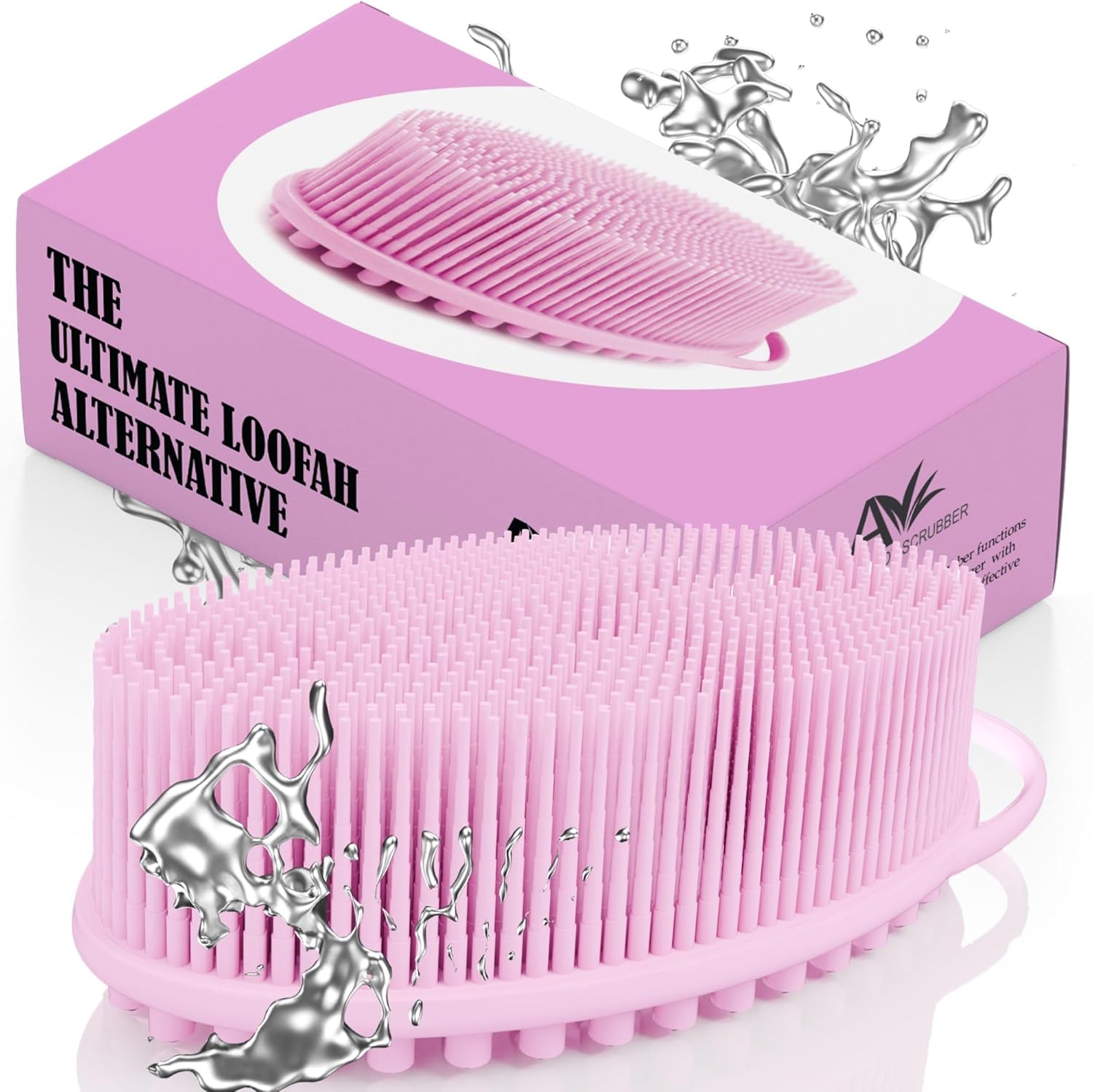 Avilana Silicone Body Scrubber – Gentle Shower Brush & Loofah Alternative – Silver-Infused Options – Fast-Drying, Hygienic