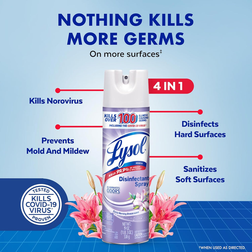 Lysol Disinfectant Spray, Household Essential Cleaning Supplies, Multi-Purpose Room Spray, A