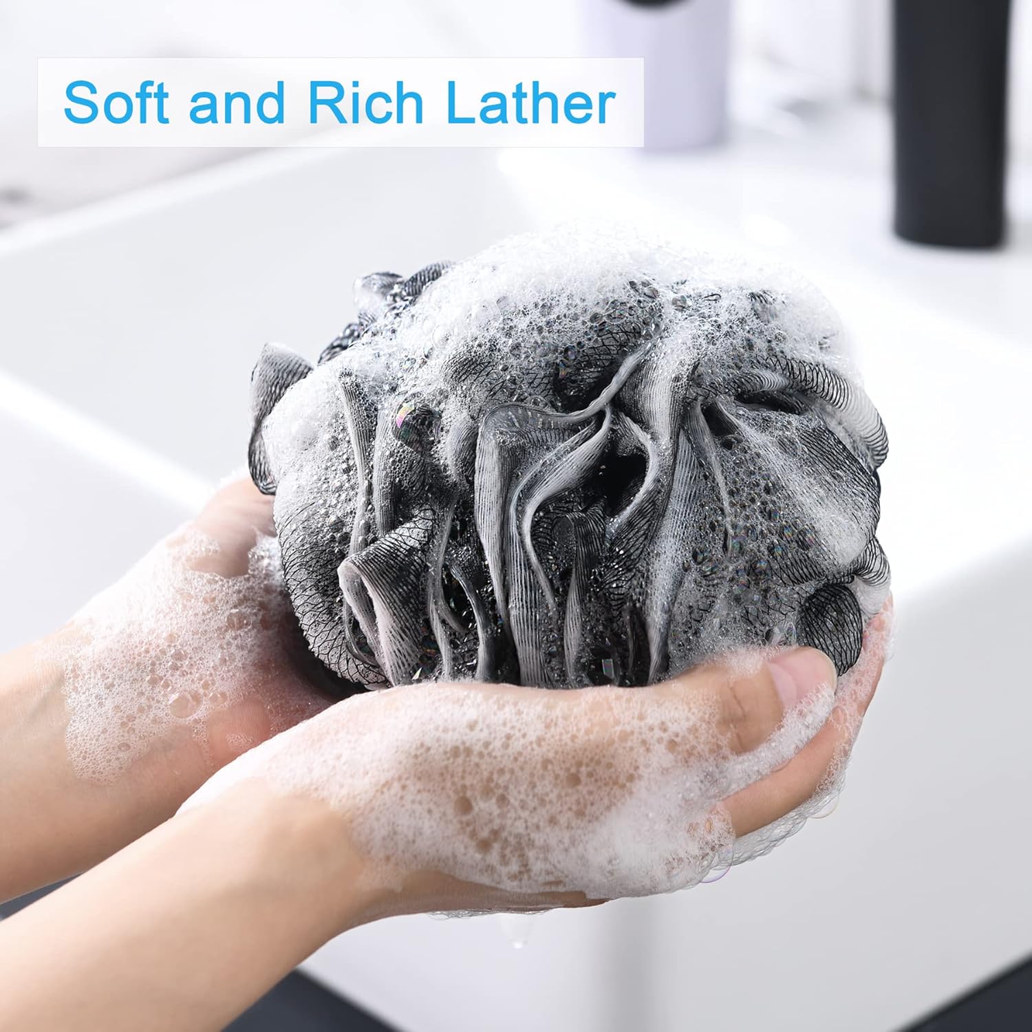 AmazerBath Loofah Sponge 75g/Piece, Exfoliating Bath Sponge Body Scrubber - Loofa Set of 4 Flower Color