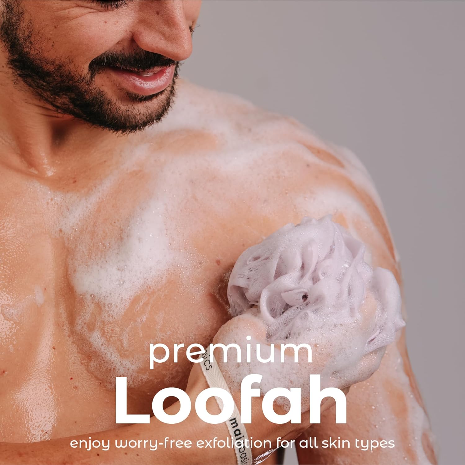 MainBasics Bath Shower Loofah Sponge Pouf Body Scrubber Exfoliator Body Wash Sponge