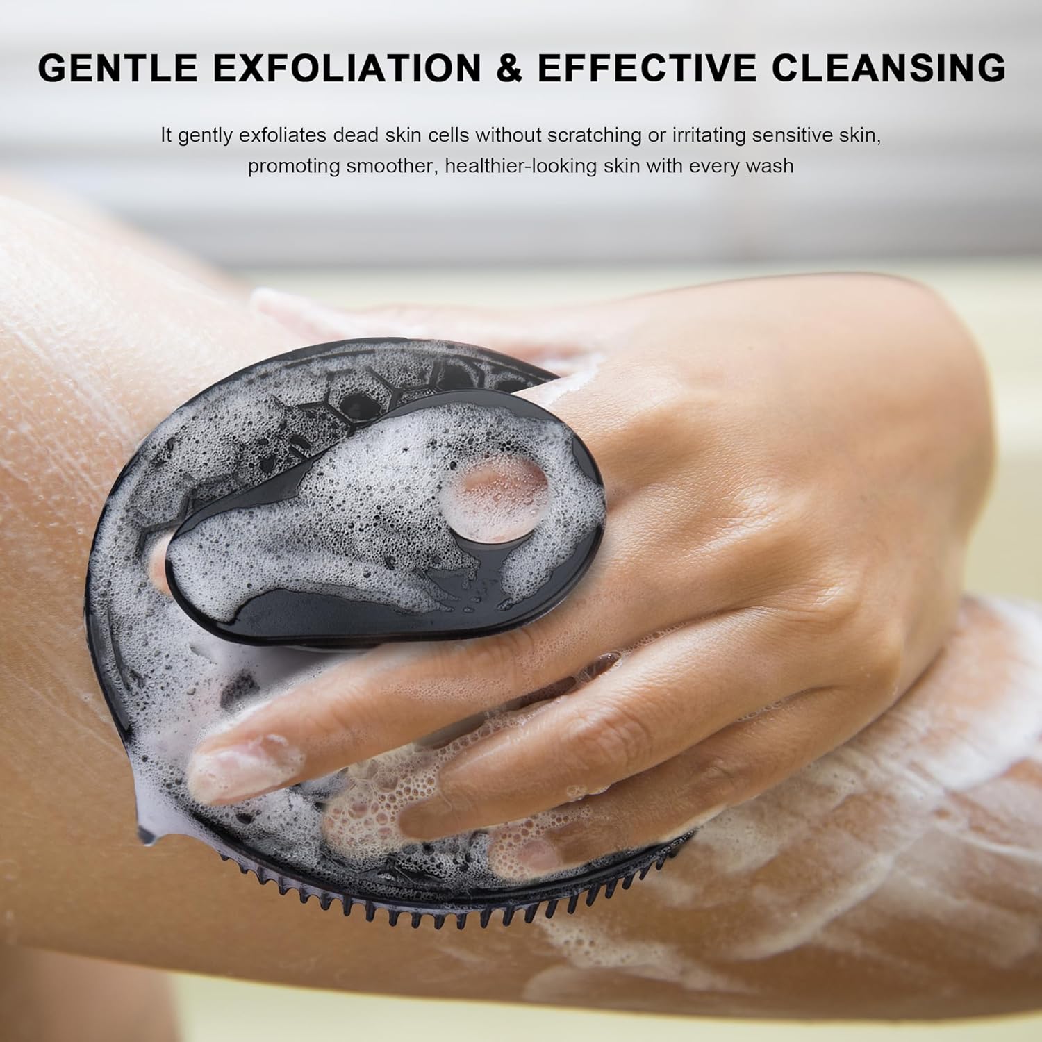 INNERNEED Food-Grade Soft Silicone Body Scrubber Shower Brush Handheld Cleansing Skin Brush,