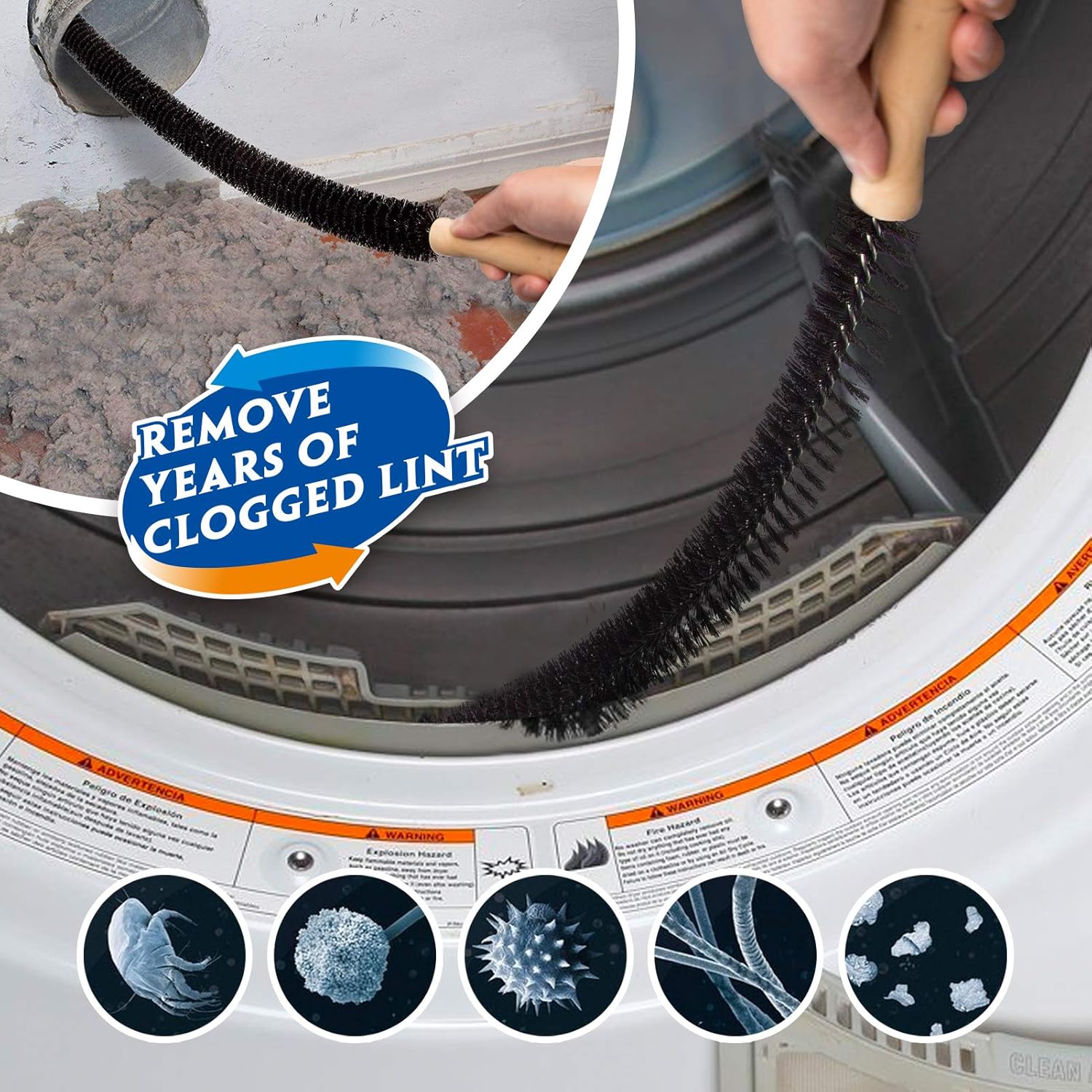 Holikme 2 Pieces Dryer Vent Cleaner Kit, Dryer Lint Vacuum Attachment and Flexible Dryer Lint Brush