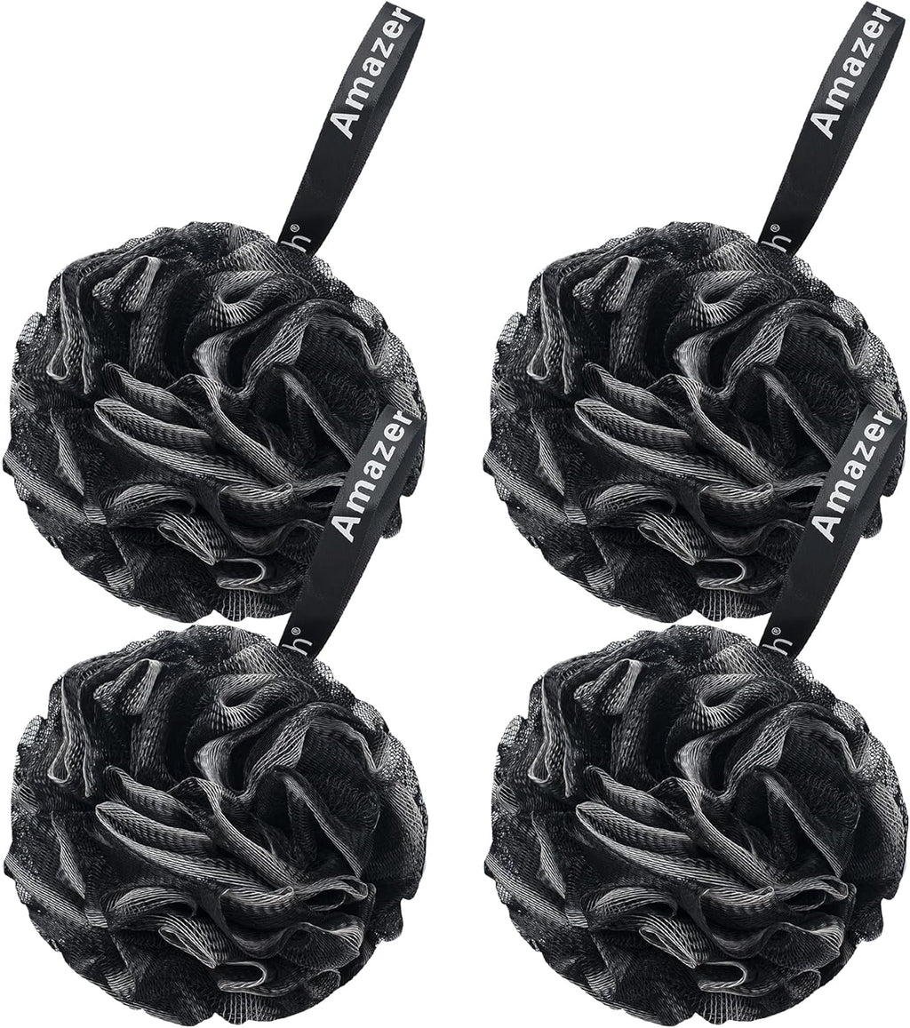 AmazerBath Loofah Sponge 75g/Piece, Exfoliating Bath Sponge Body Scrubber - Loofa Set of 4 Flower Color