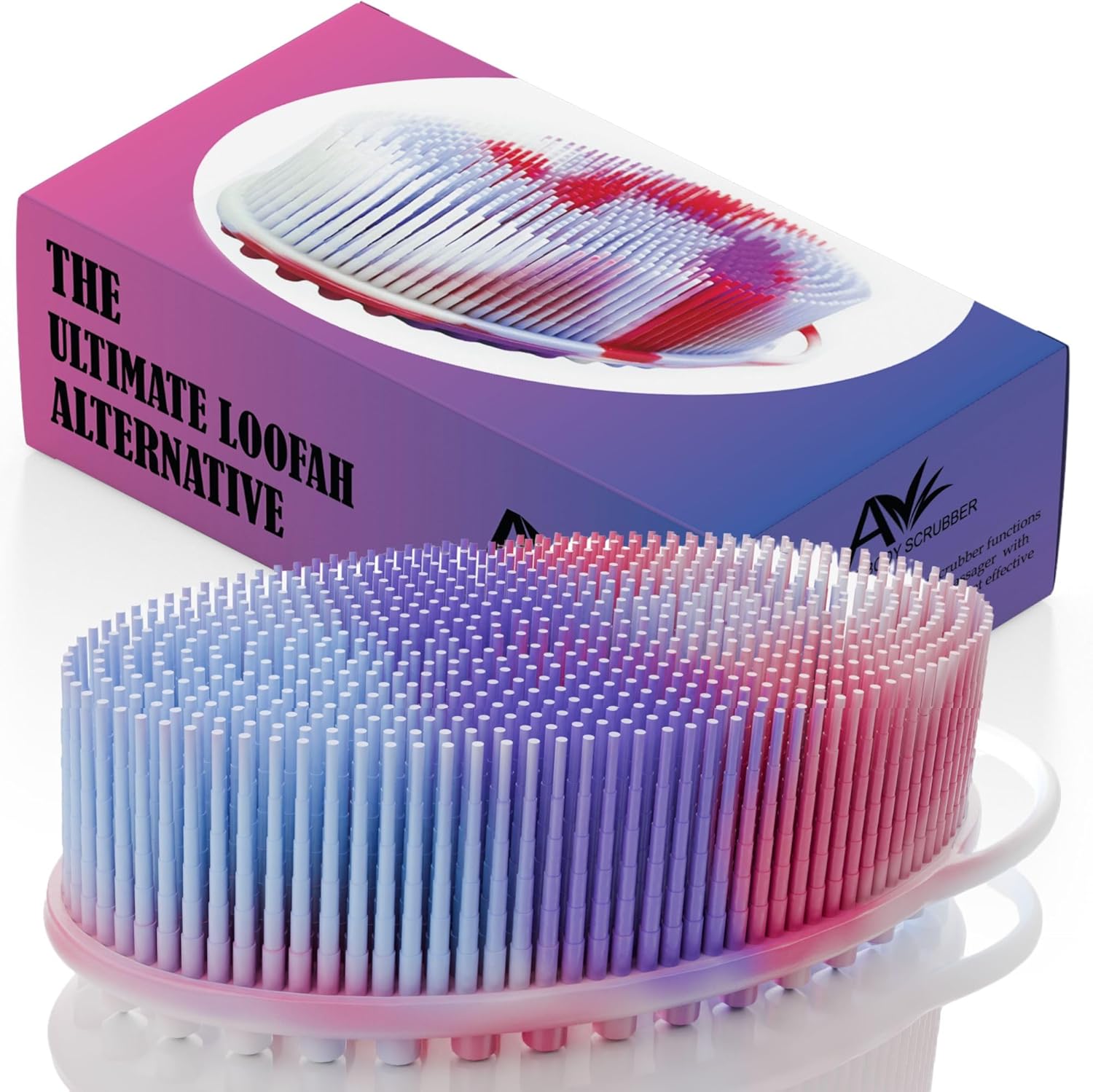 Avilana Silicone Body Scrubber – Gentle Shower Brush & Loofah Alternative – Silver-Infused Options – Fast-Drying, Hygienic