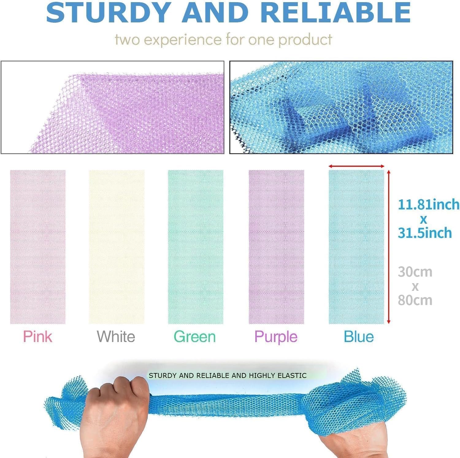 UJFQBH 3 Pieces African Bath Sponge African Net Long Net Bath Sponge Exfoliating Shower Body Scrubber Back Scrubber Skin Smoother