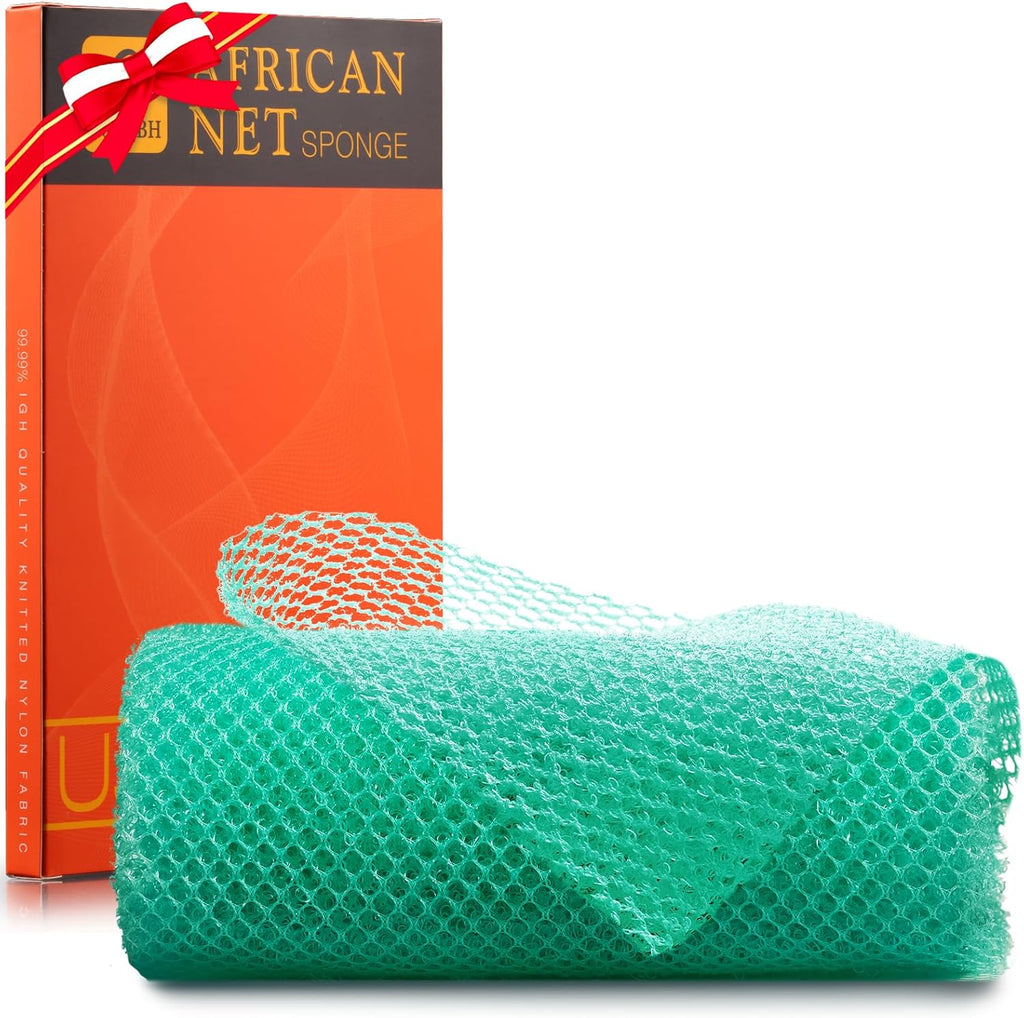 UJFQBH 3 Pieces African Bath Sponge African Net Long Net Bath Sponge Exfoliating Shower Body Scrubber Back Scrubber Skin Smoother