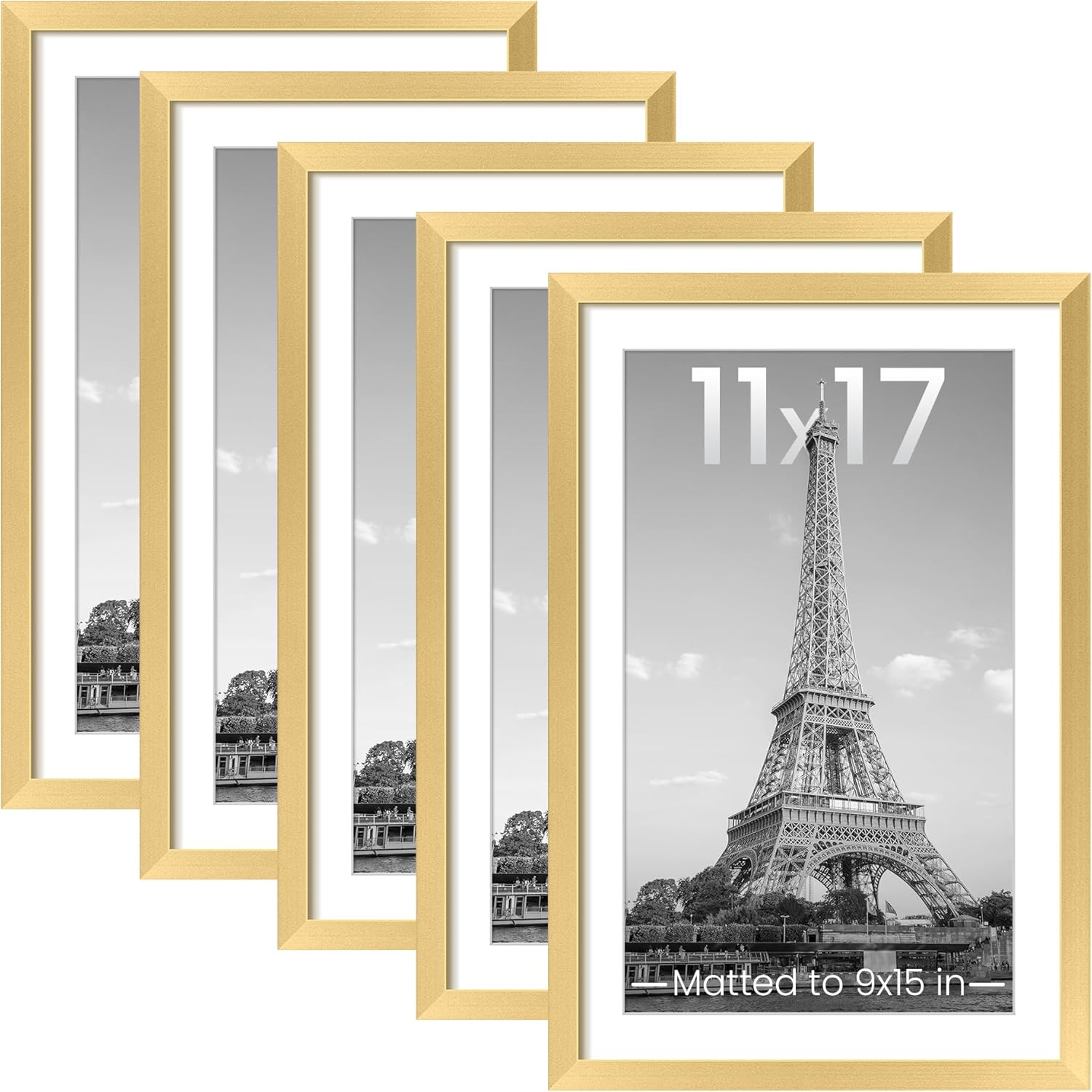 upsimples 8x10 Picture Frame Set of 5, Display Pictures 5x7 with Mat or 8 x 10 Without, Wall Gallery Photo Frames, Black