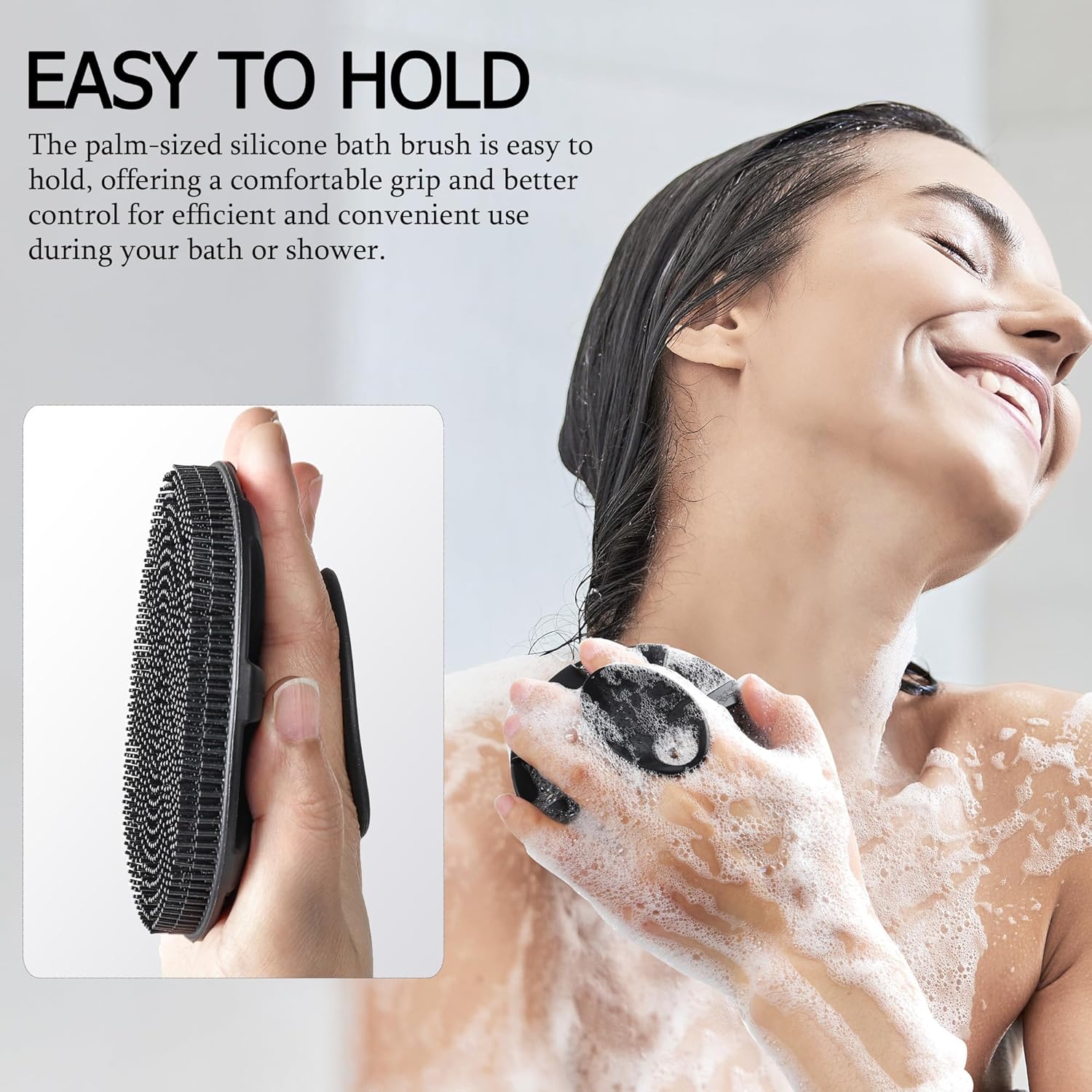 INNERNEED Food-Grade Soft Silicone Body Scrubber Shower Brush Handheld Cleansing Skin Brush,